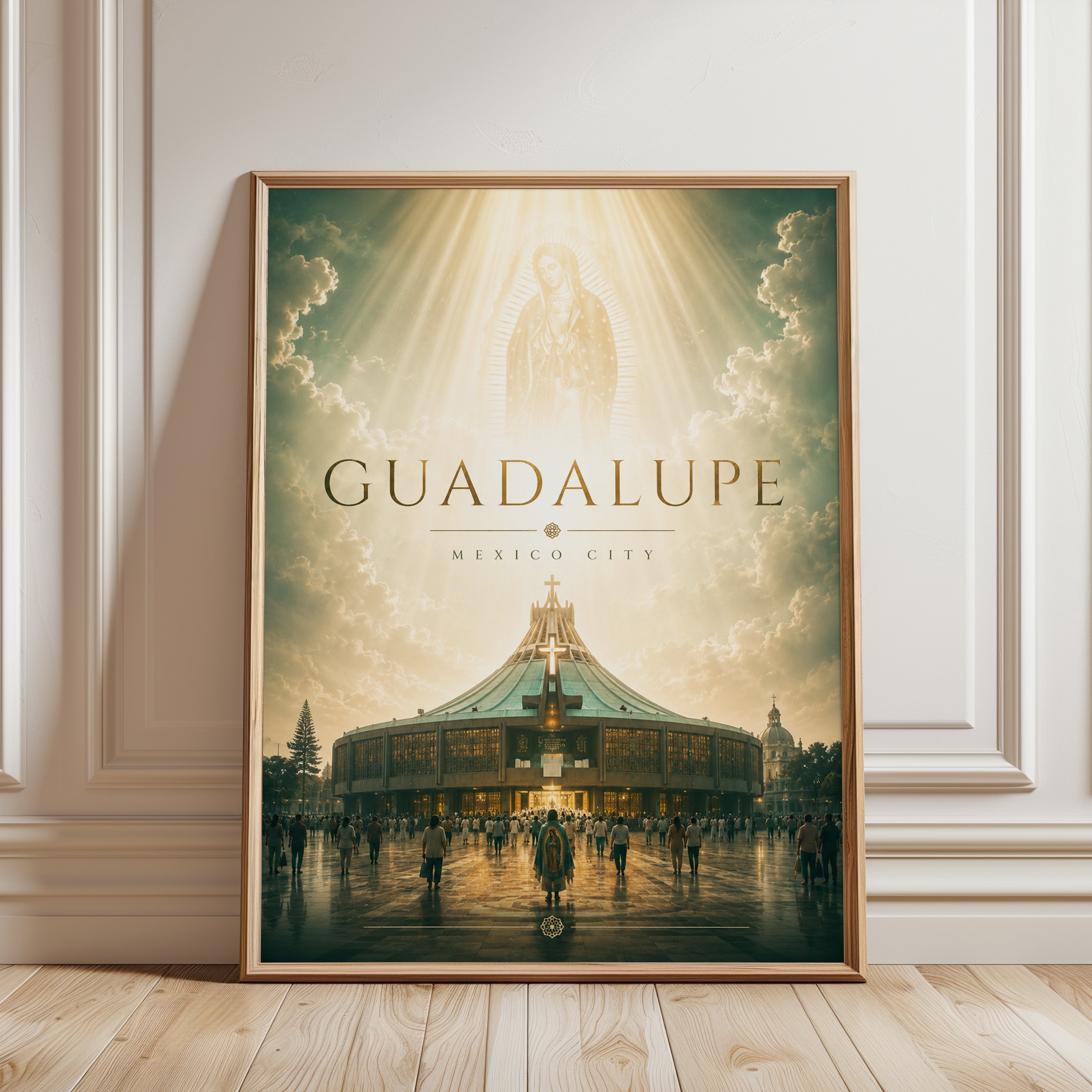 Mexico City Poster – Guadalupe Travel Print - framed detail