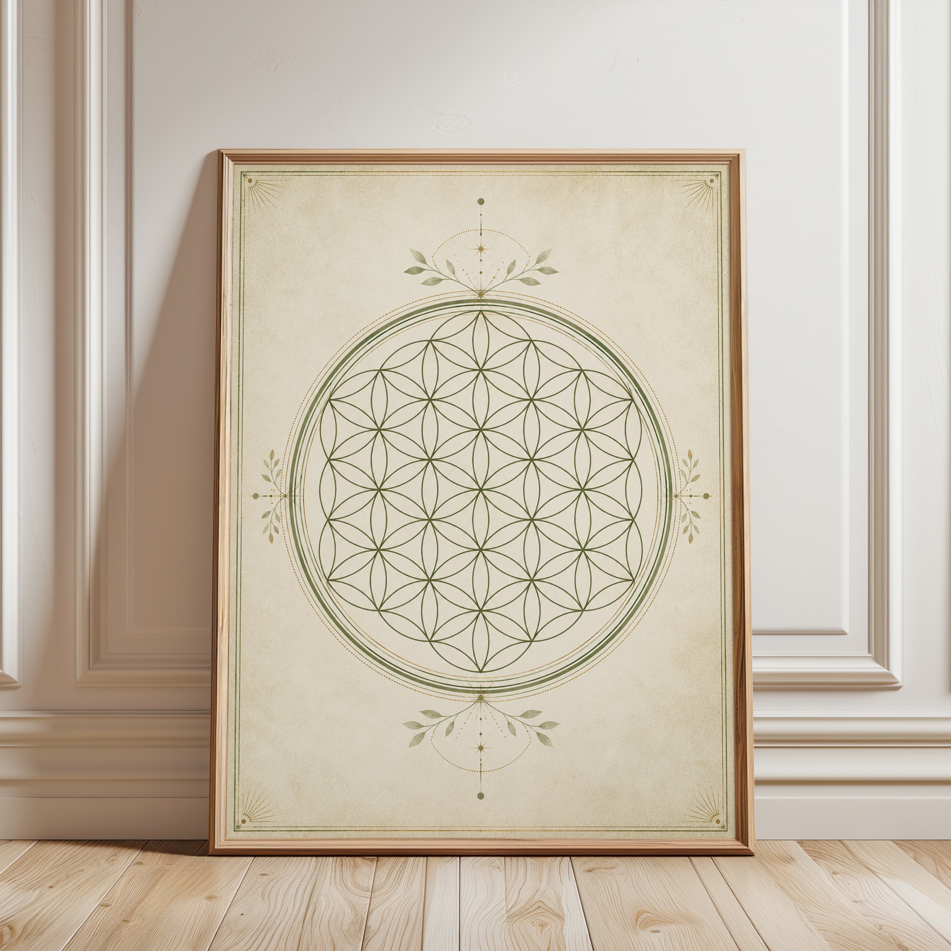 Meditation Wall Decor Flower of Life Mandala - framed detail