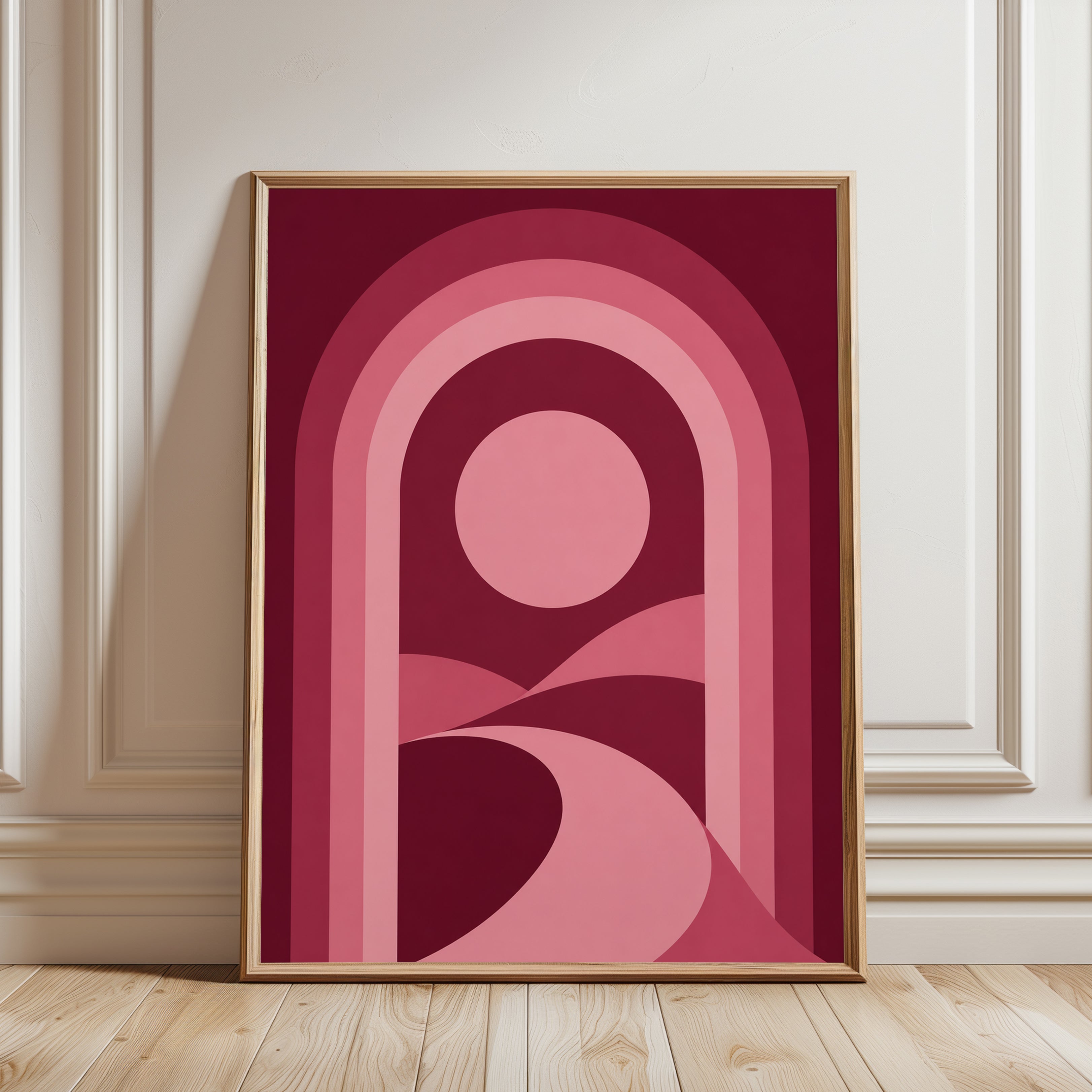 Geometric Sunset Print - framed detail