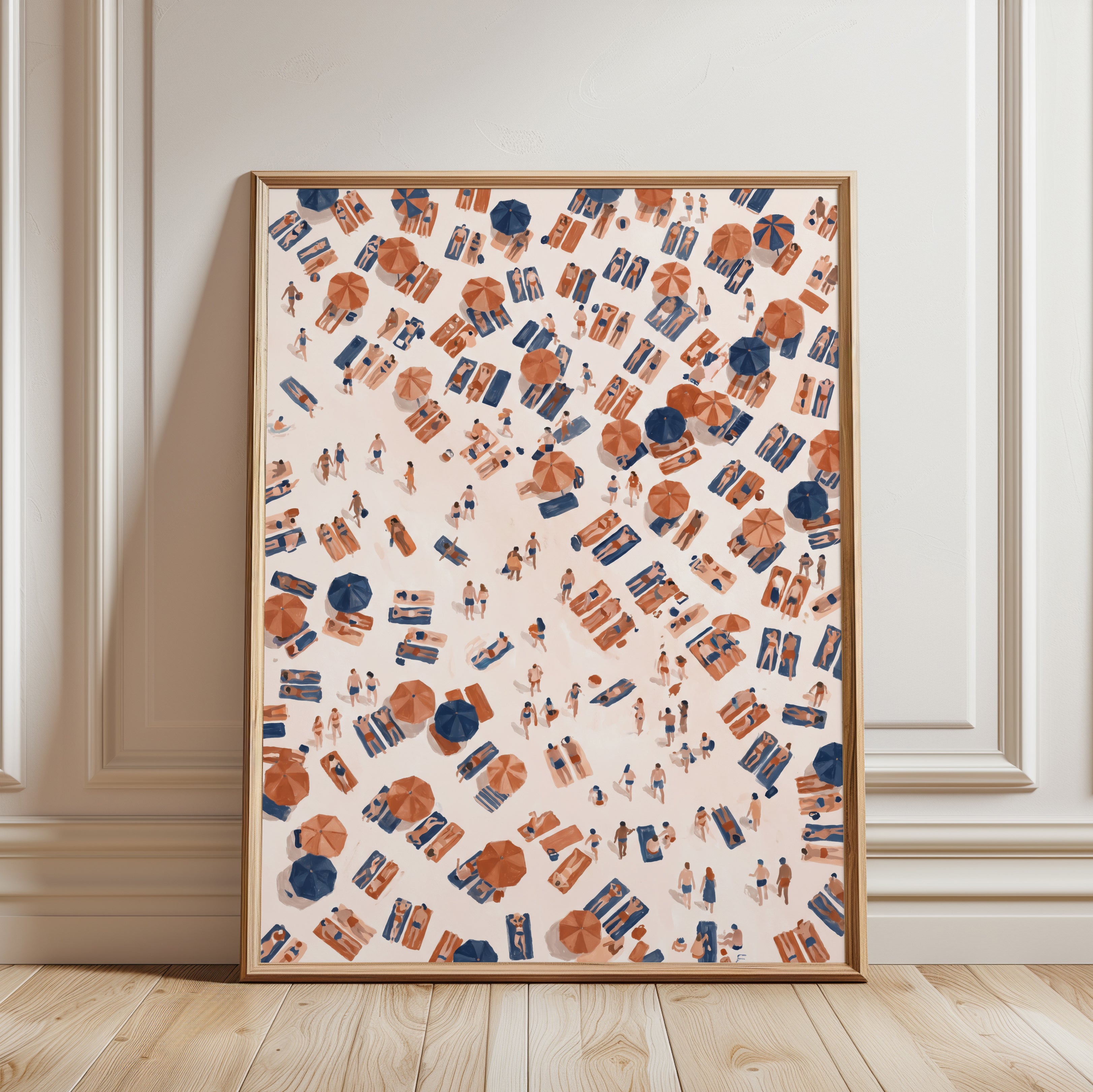 Beach Decor Wall Art Print — Aerial Sunbathers - framed detail