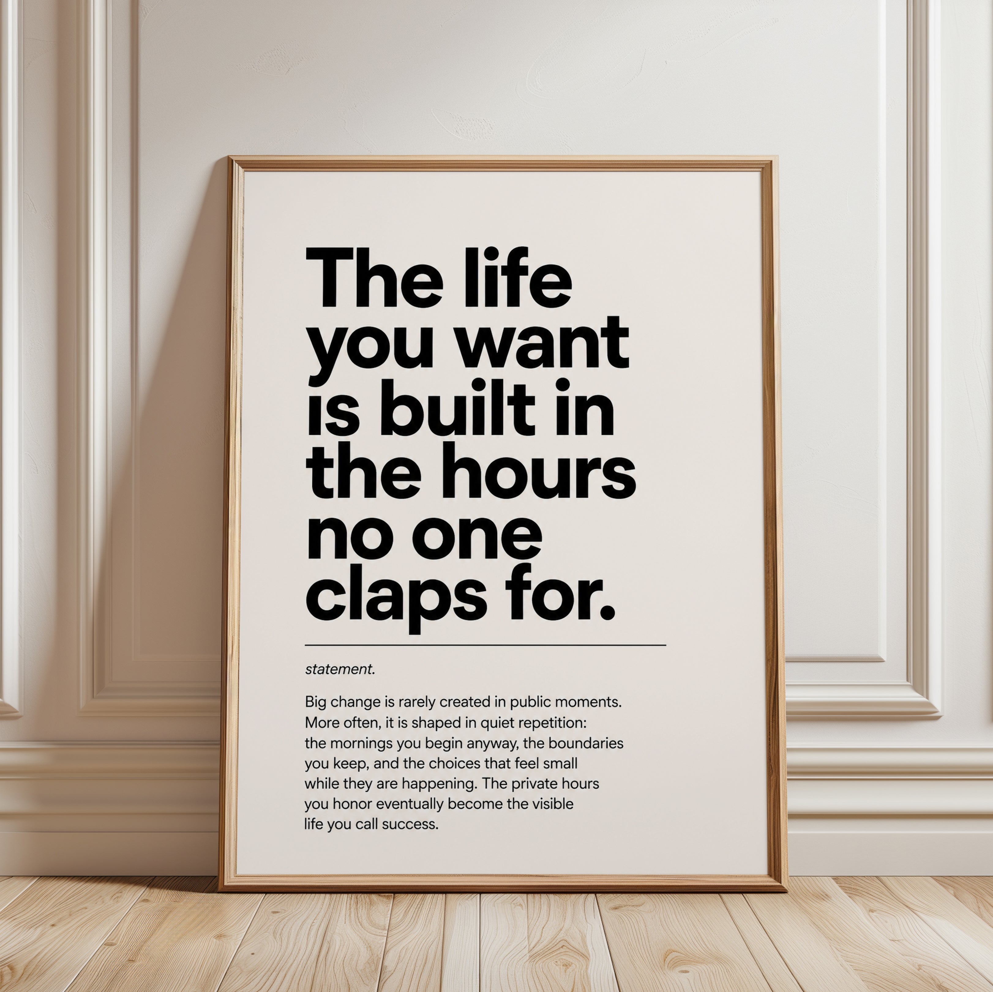 Motivational Typography Print: Life You Want Quote - framed detail