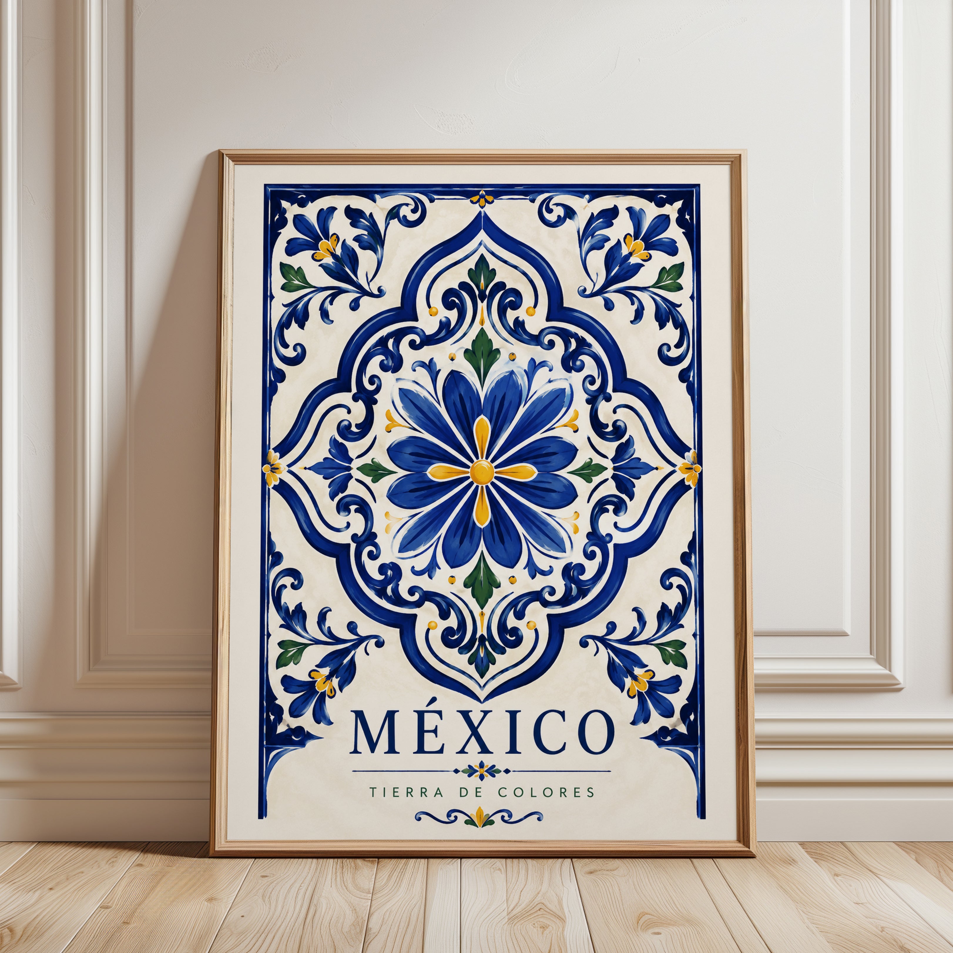 Mexican Tile Wall Art – Talavera Print - framed detail
