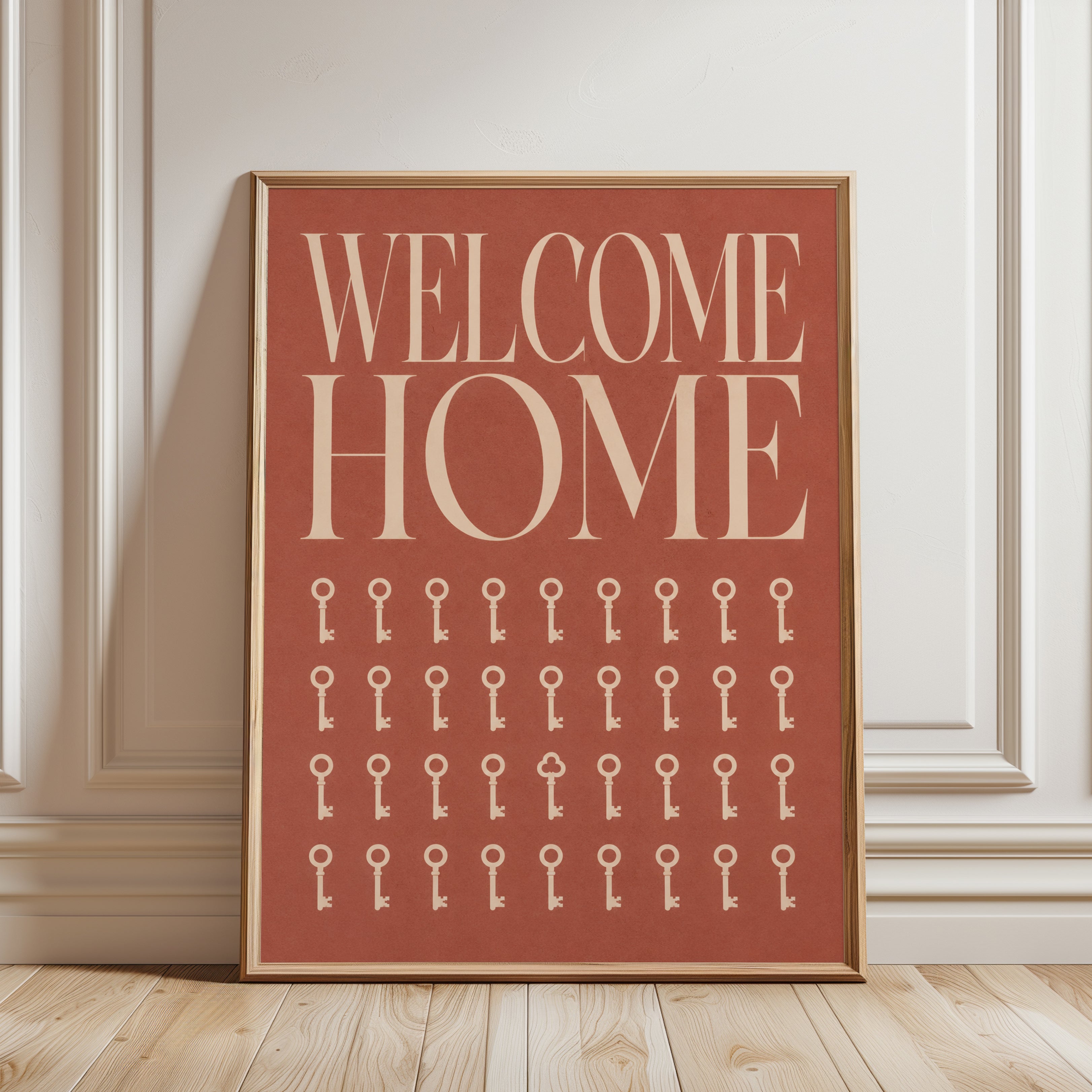 Welcome Home Wall Art – Vintage Key Design - framed detail