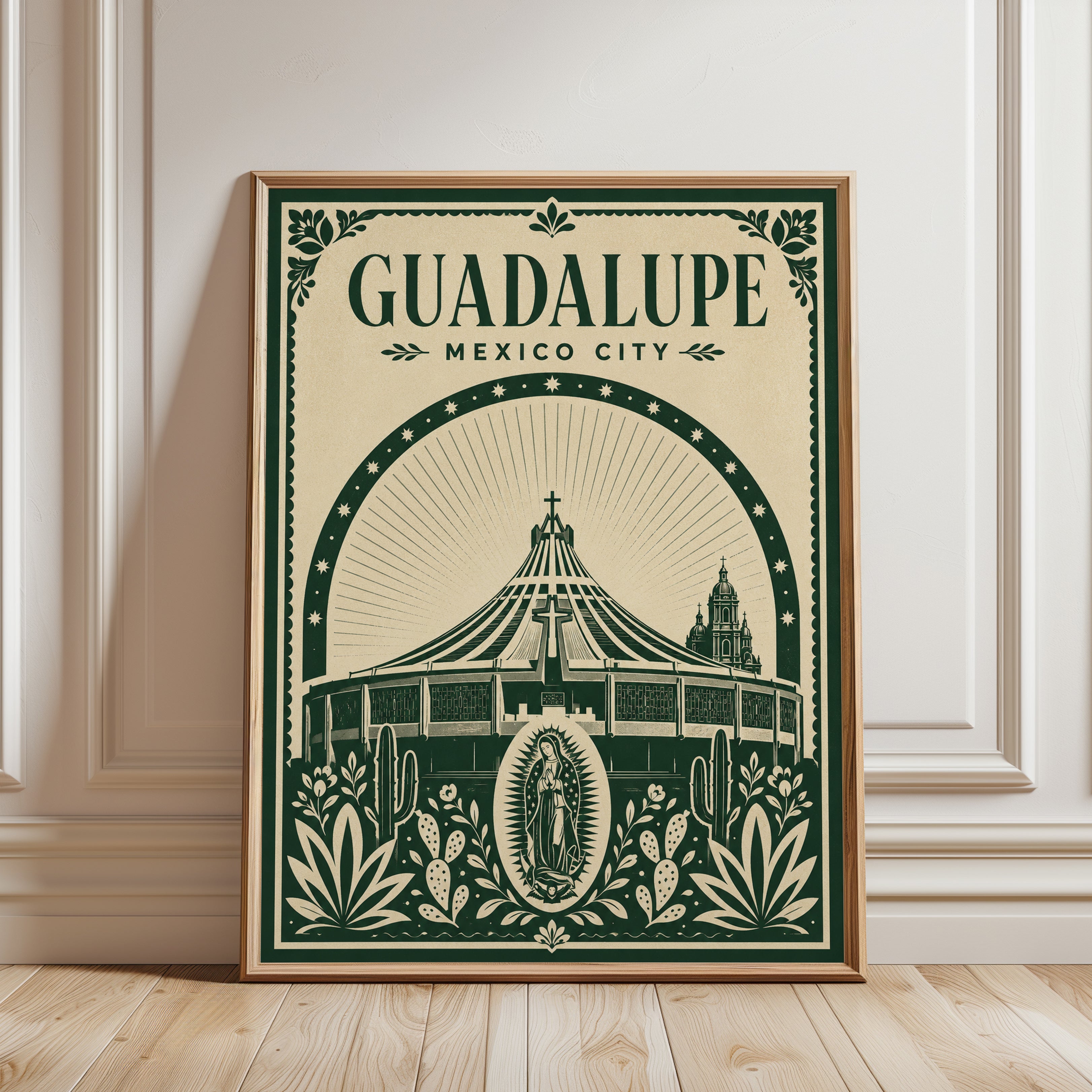 Guadalupe Mexico Poster – Mexico City Print - framed detail