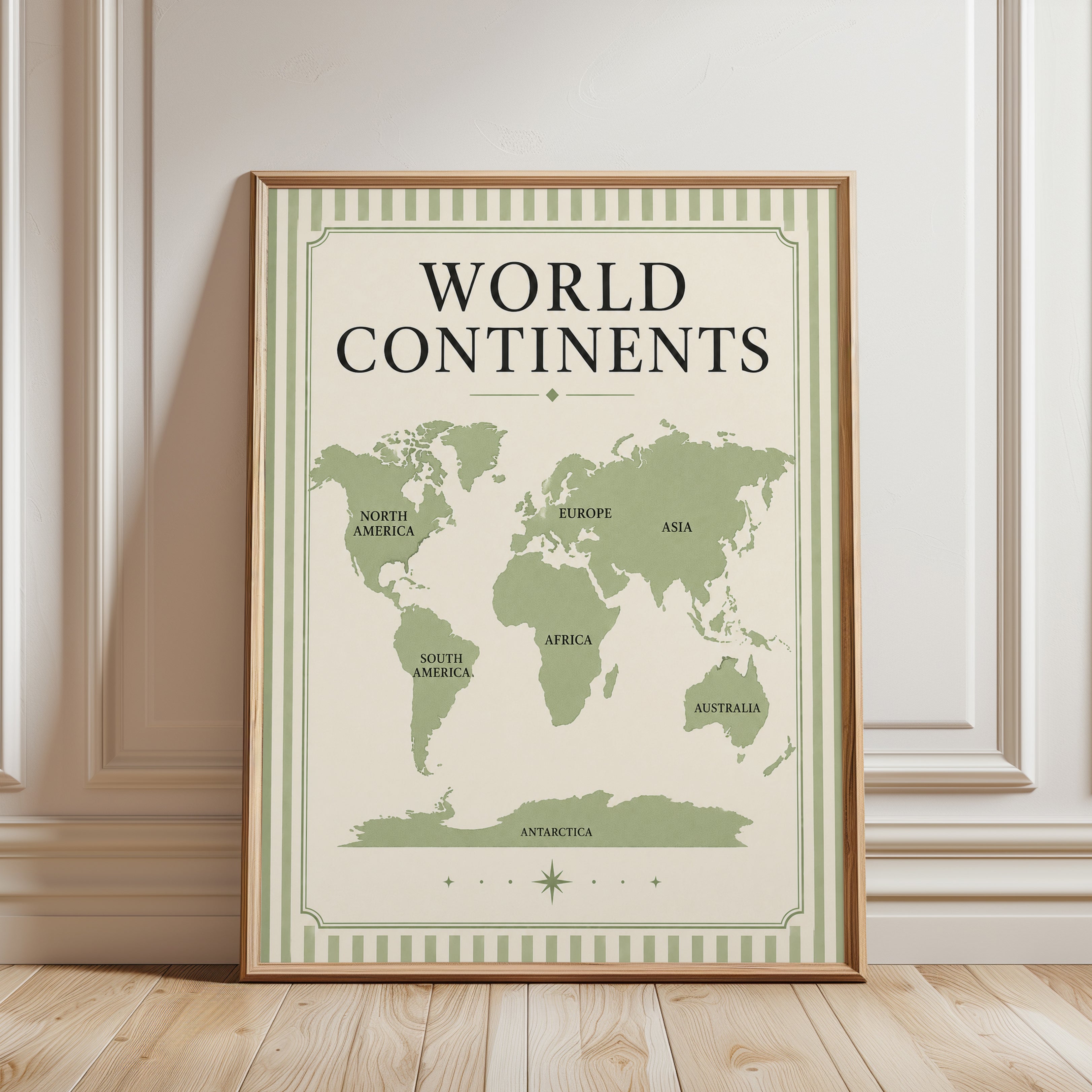 World Map Poster – Educational Wall Art - framed detail