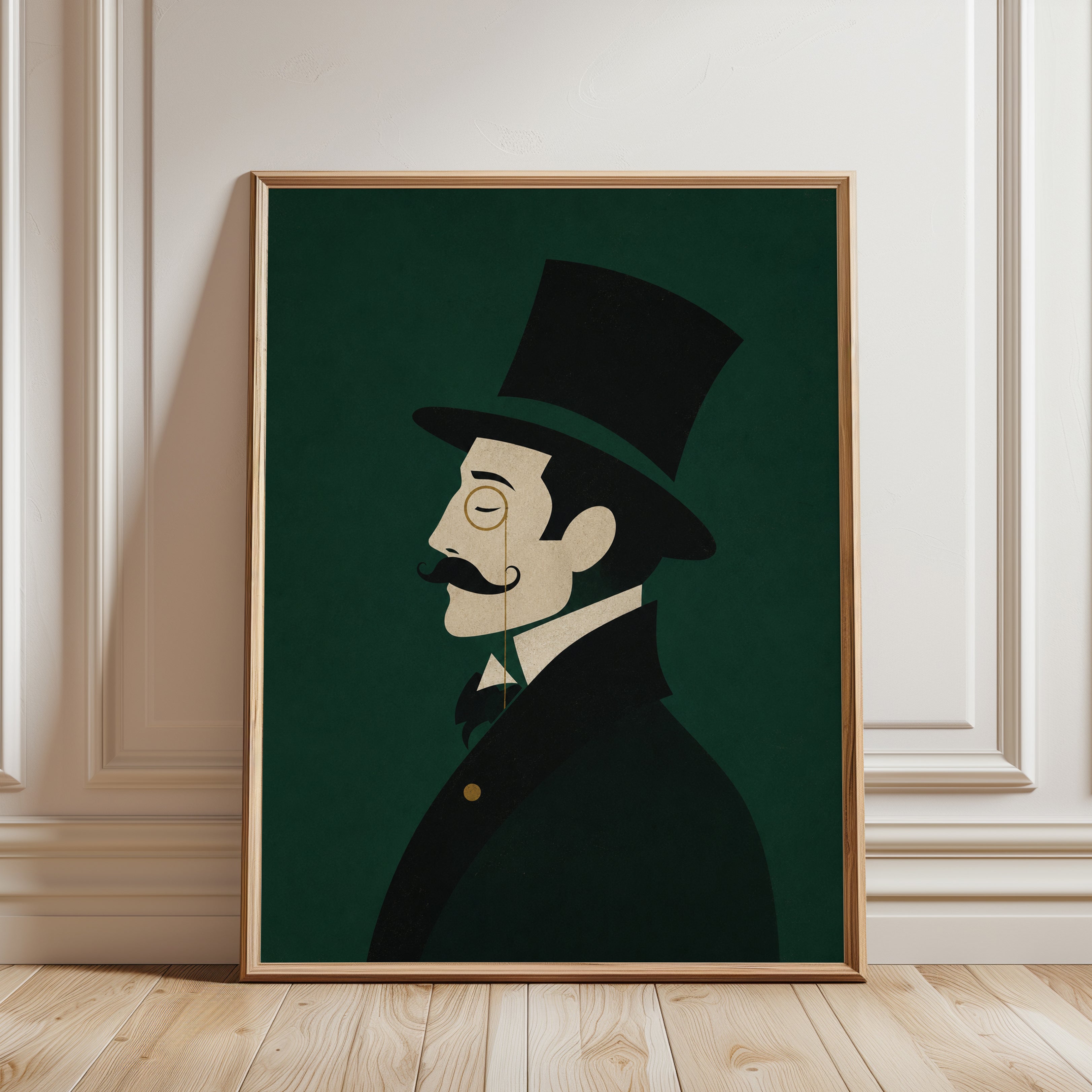 Vintage Gentleman Poster – Top Hat Wall Art - framed detail