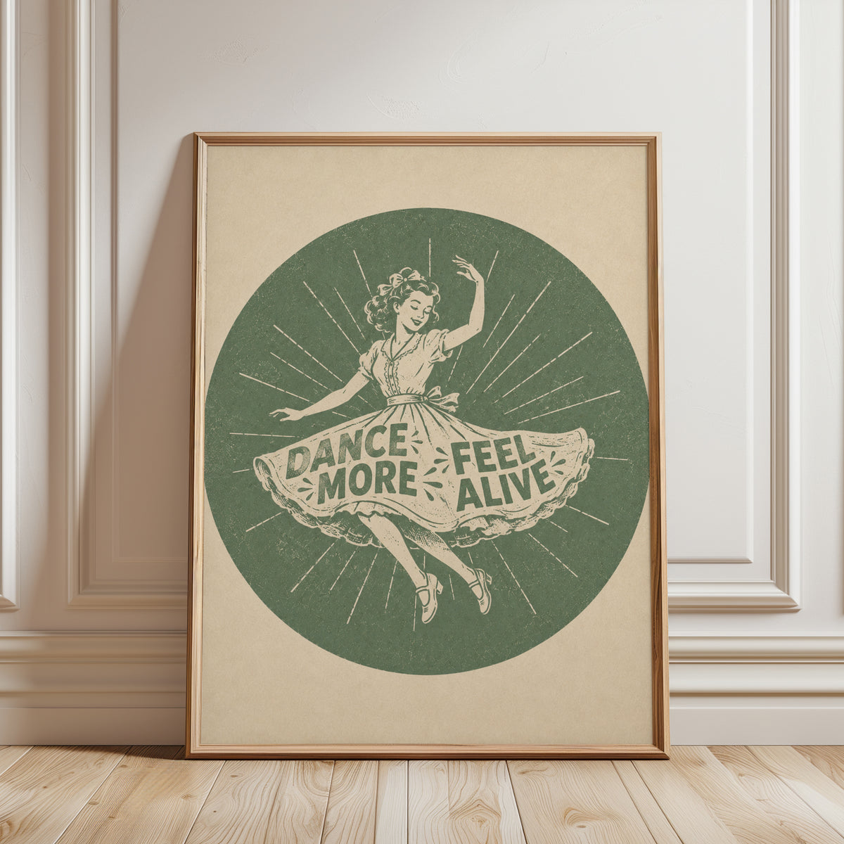 Vintage Dance Poster Print: 1950s Woman - framed detail