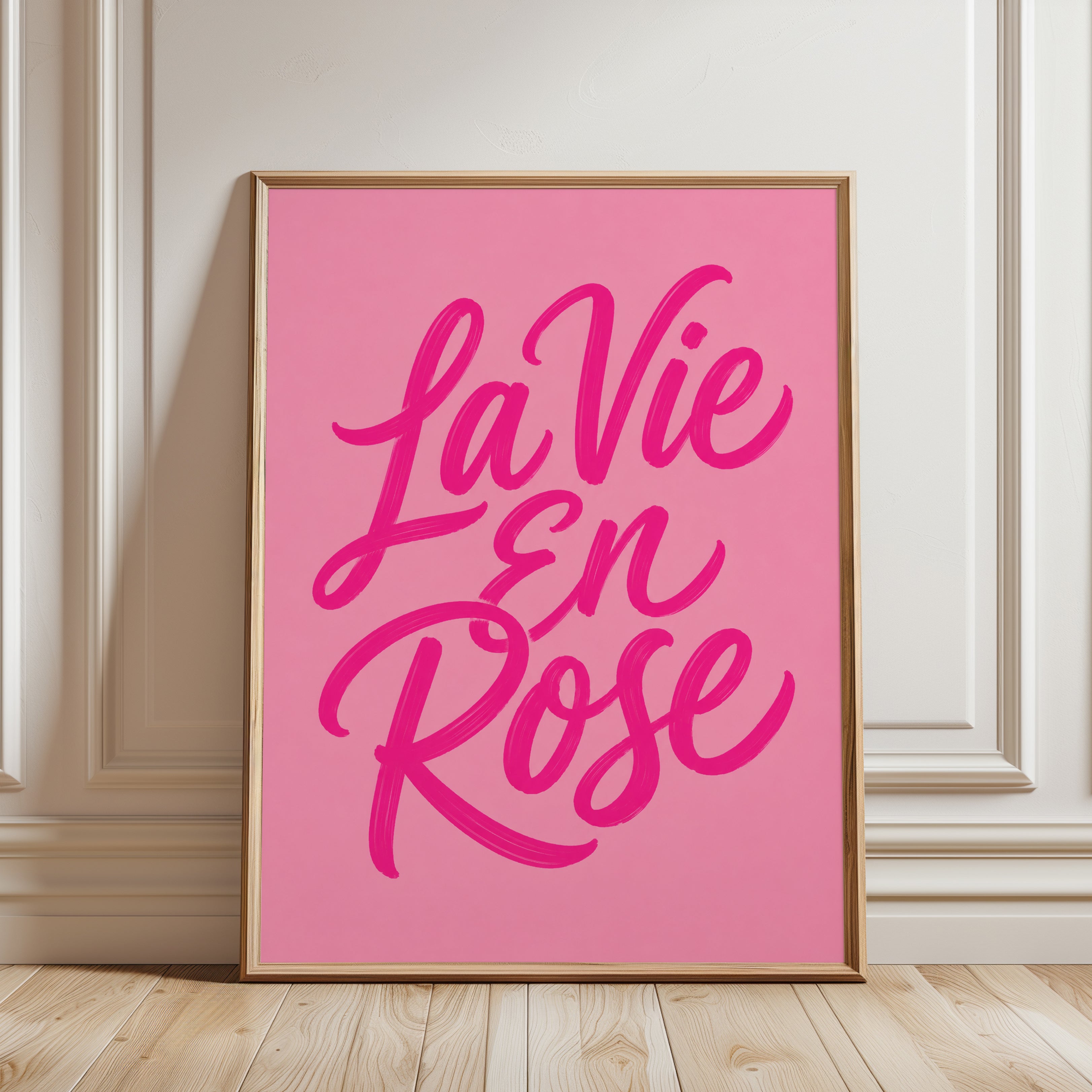 French Quote Wall Art – La Vie En Rose Print - framed detail
