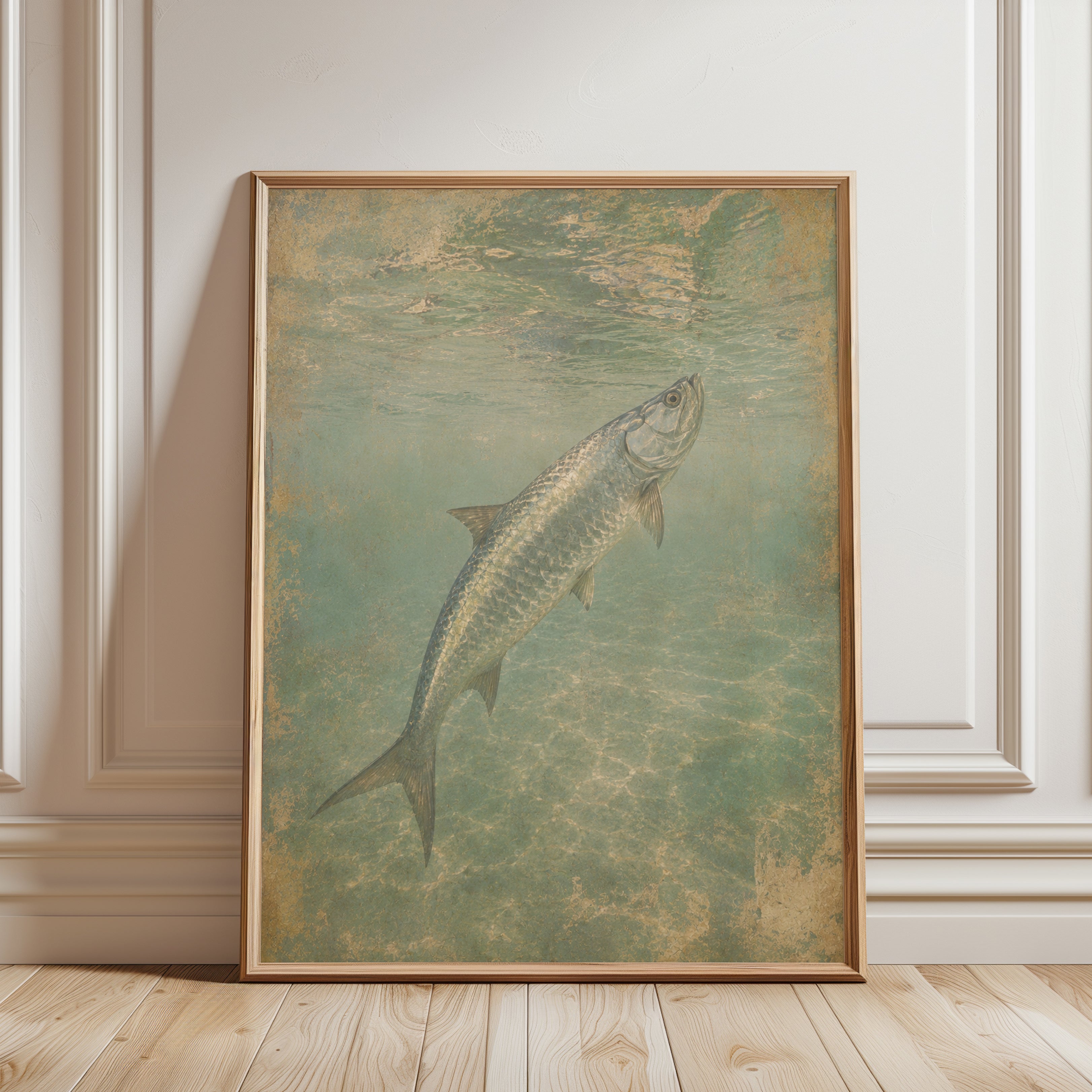 Vintage Fish Wall Art – Underwater Print - framed detail