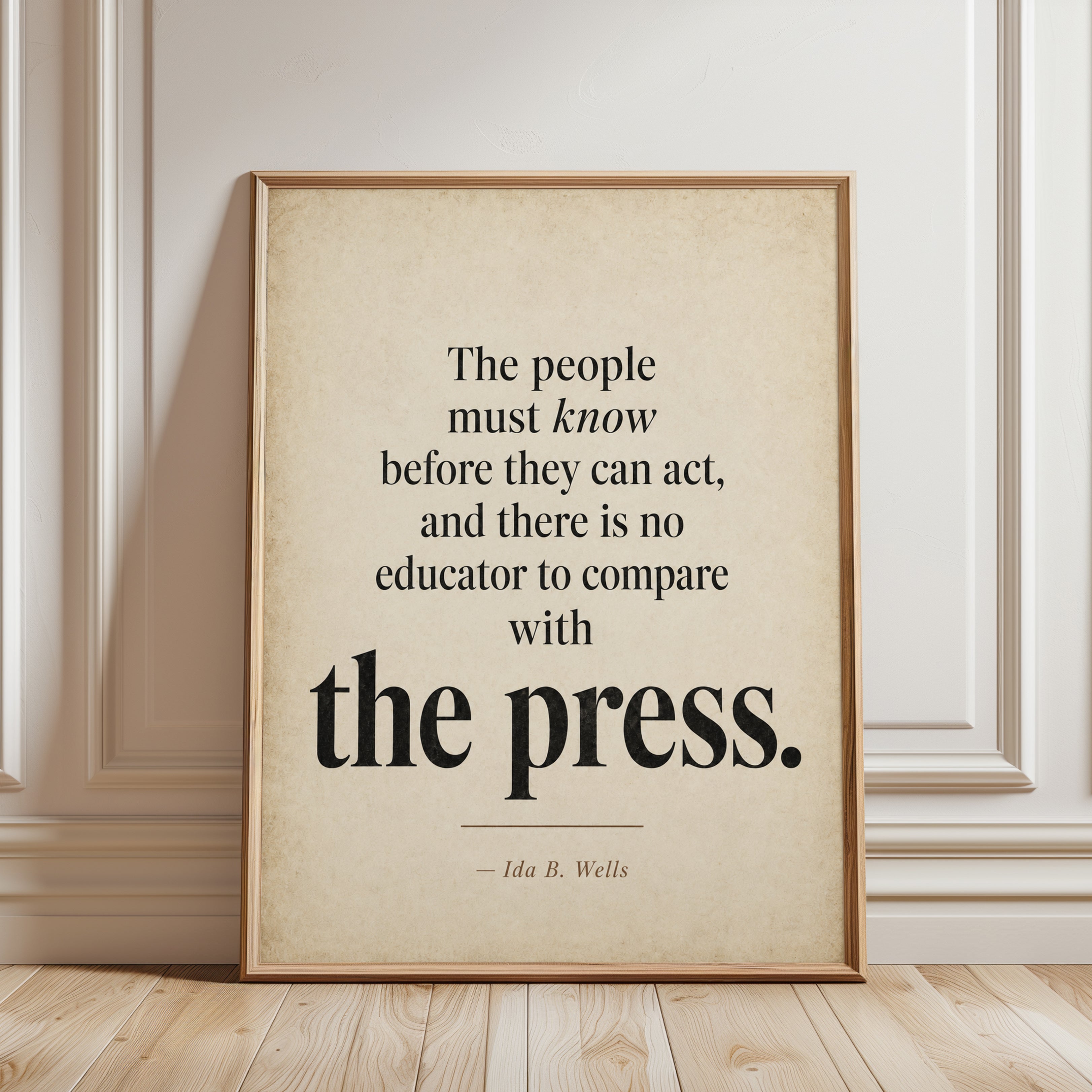 Inspirational Quote Print – Ida B Wells Wall Art - framed detail