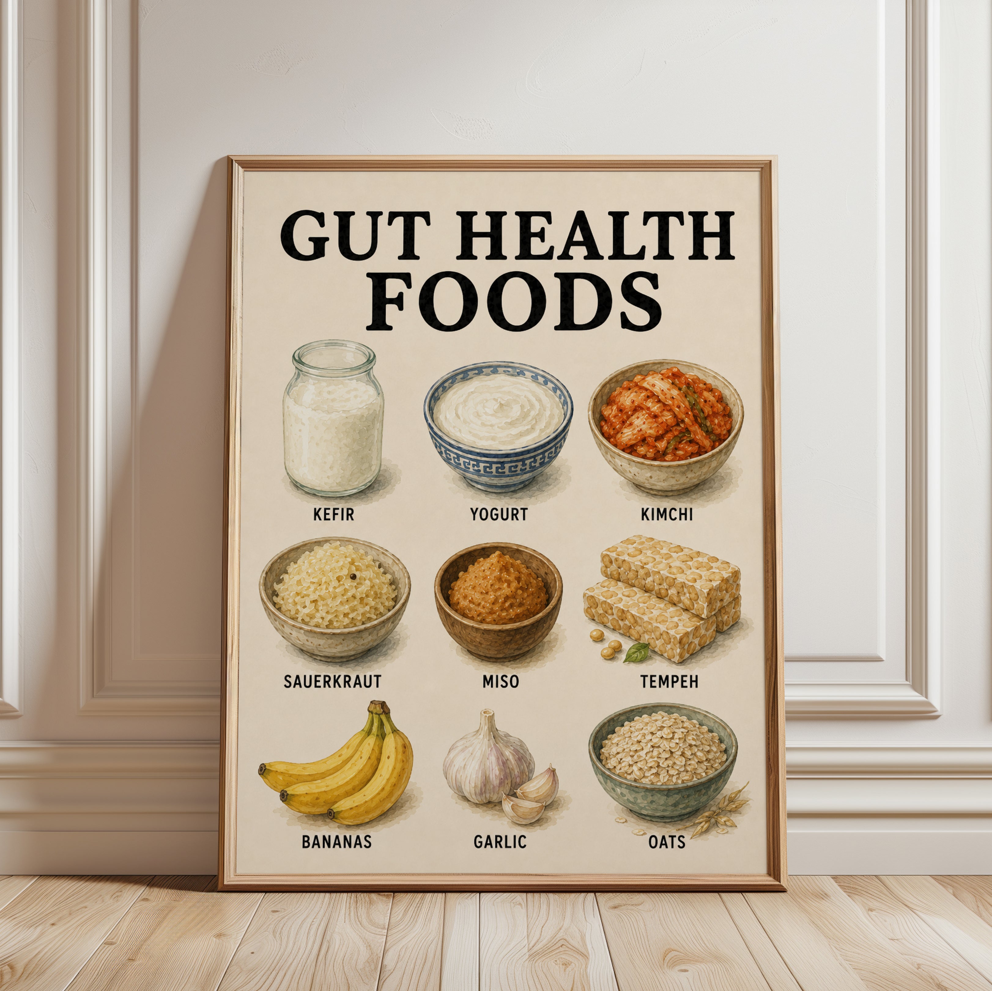Gut Health Foods Poster - framed detail