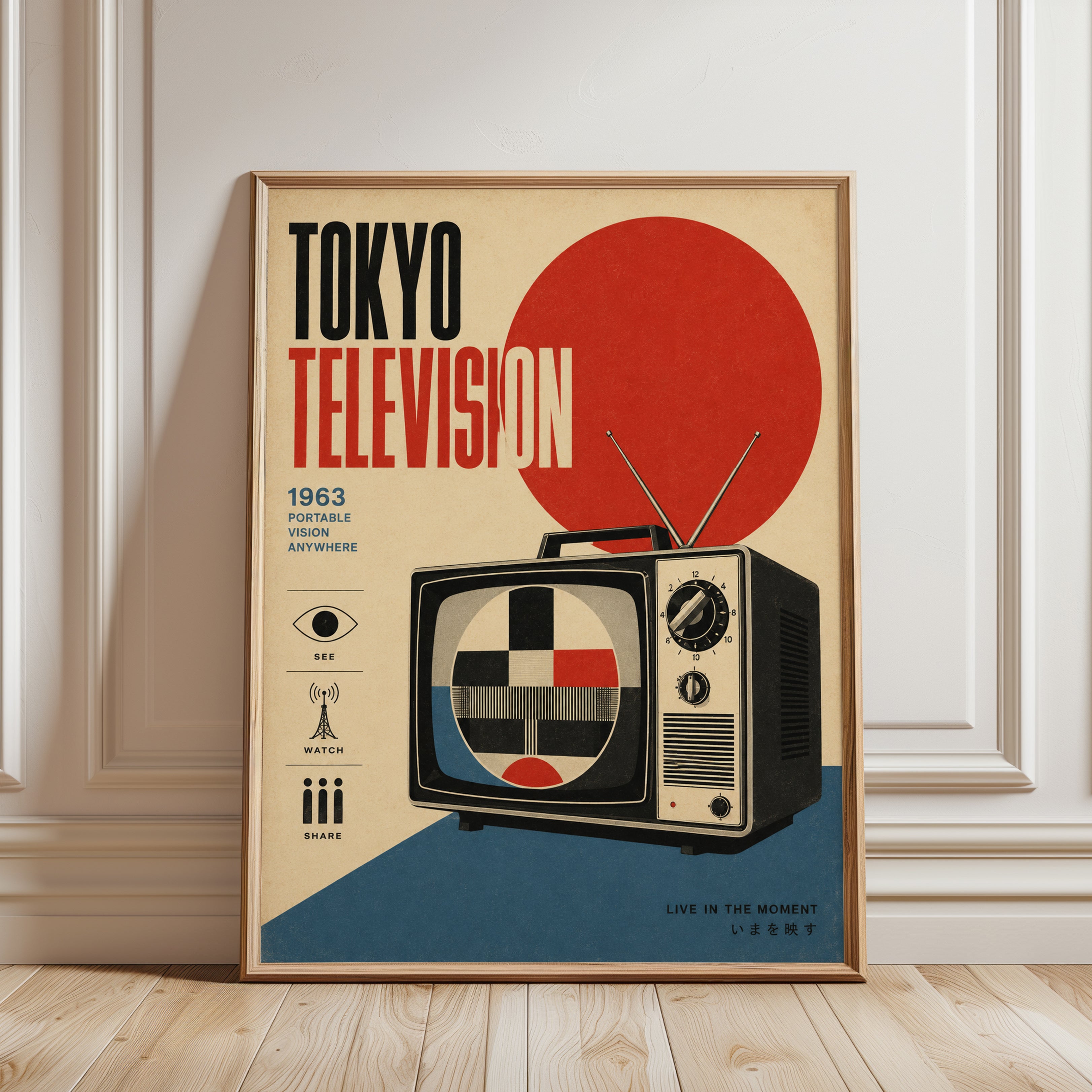 Retro TV Poster – Vintage Television Print - framed detail