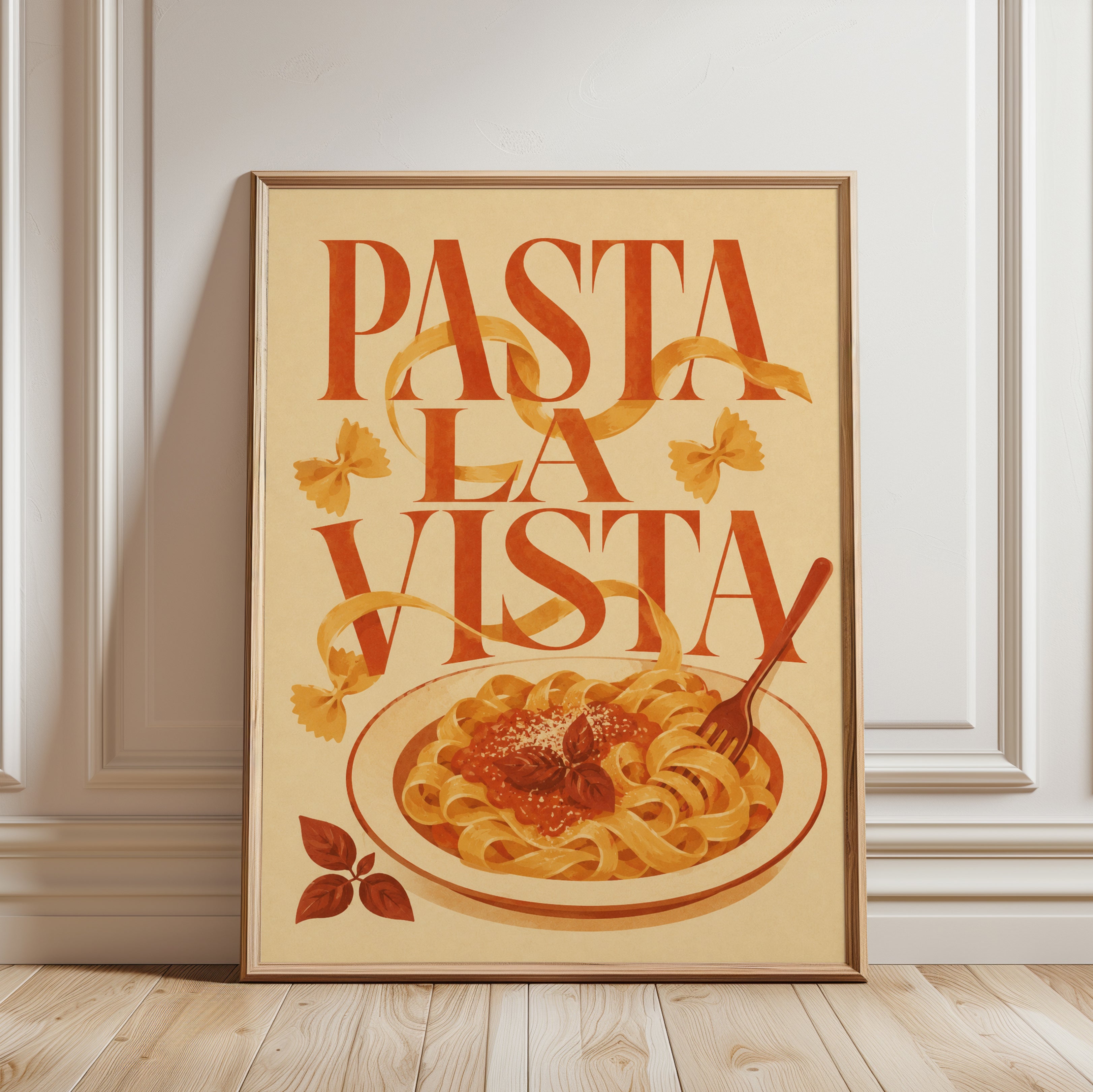 Retro Italian Kitchen Print - framed detail