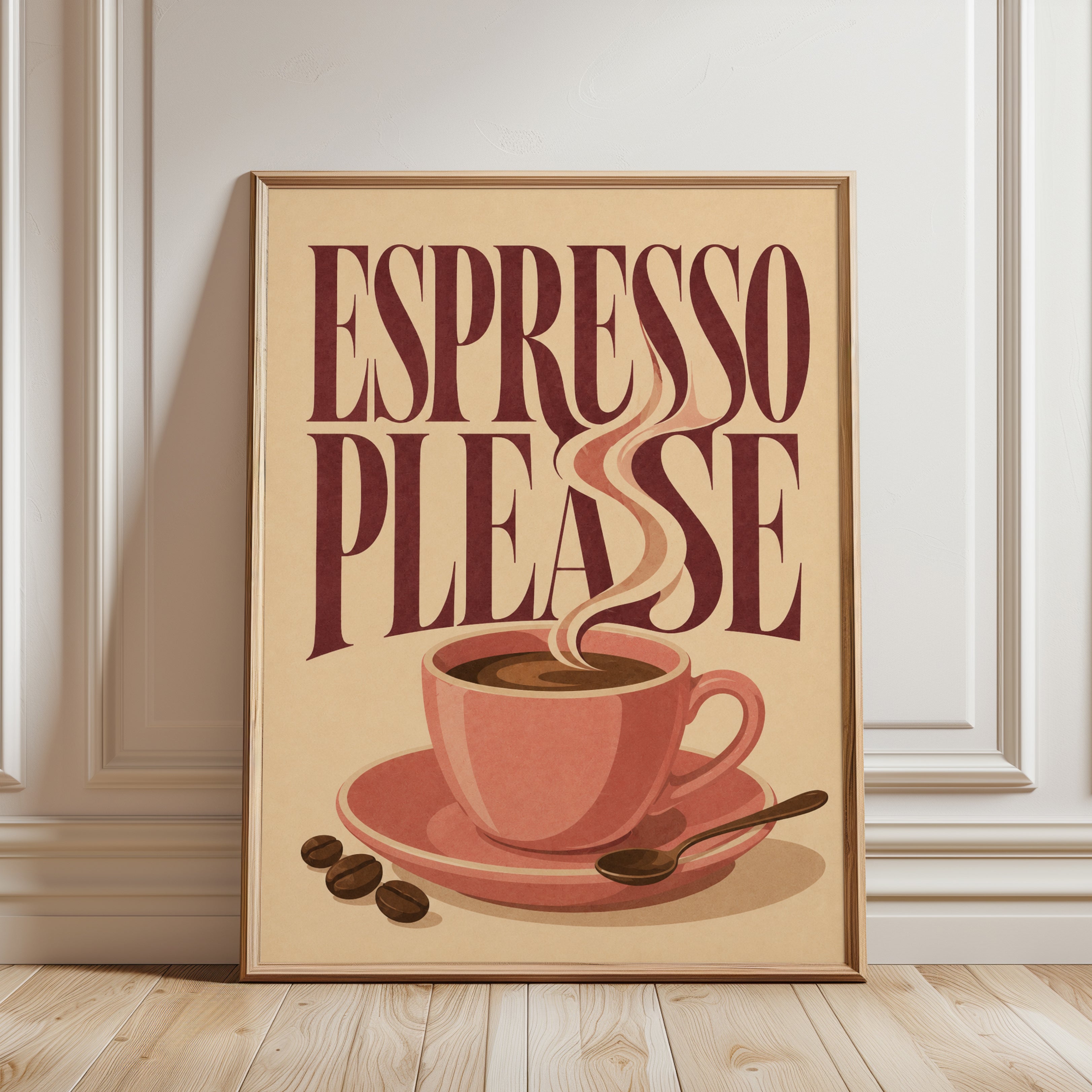 Vintage Espresso Coffee Print - framed detail