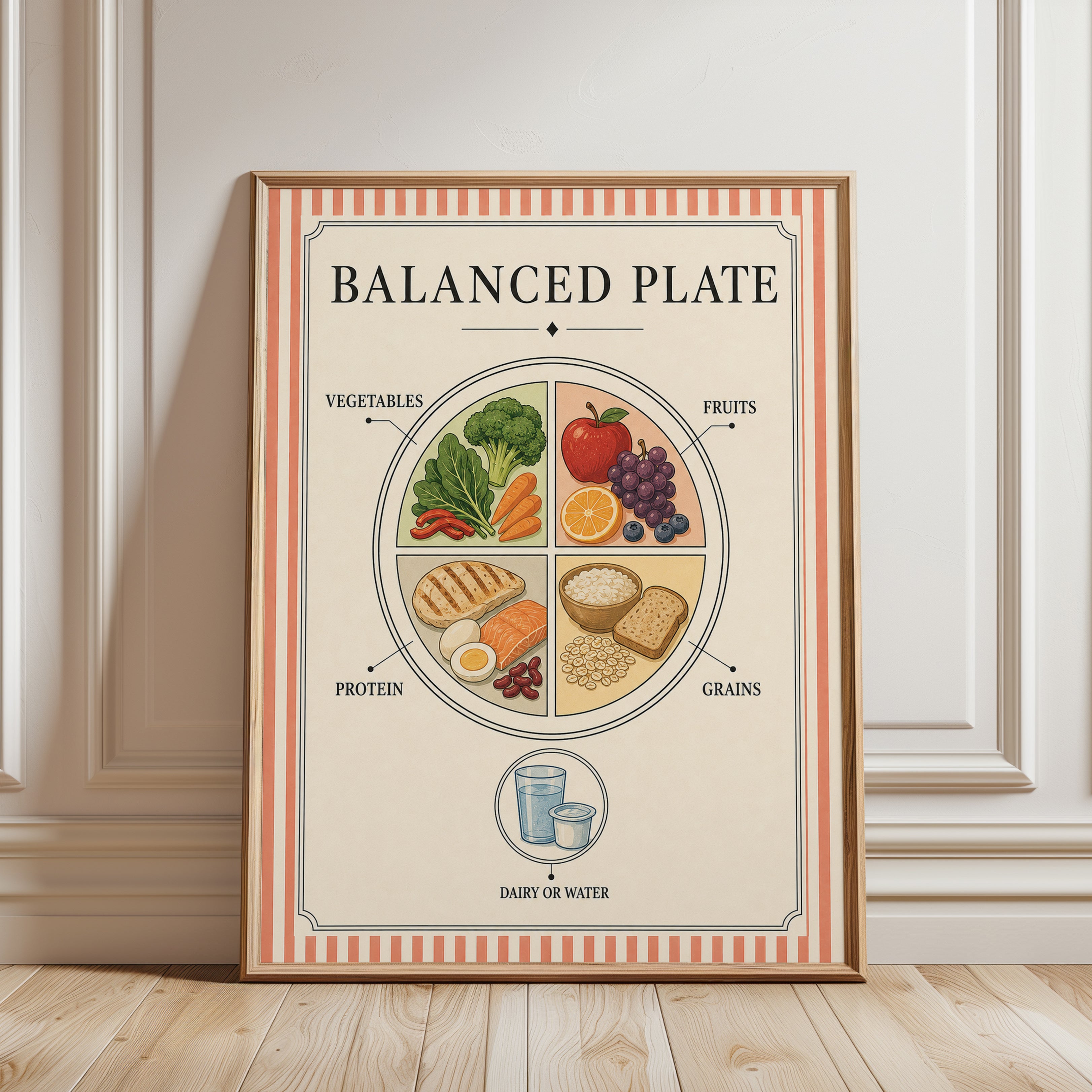Nutrition Poster – Balanced Plate Wall Art - framed detail