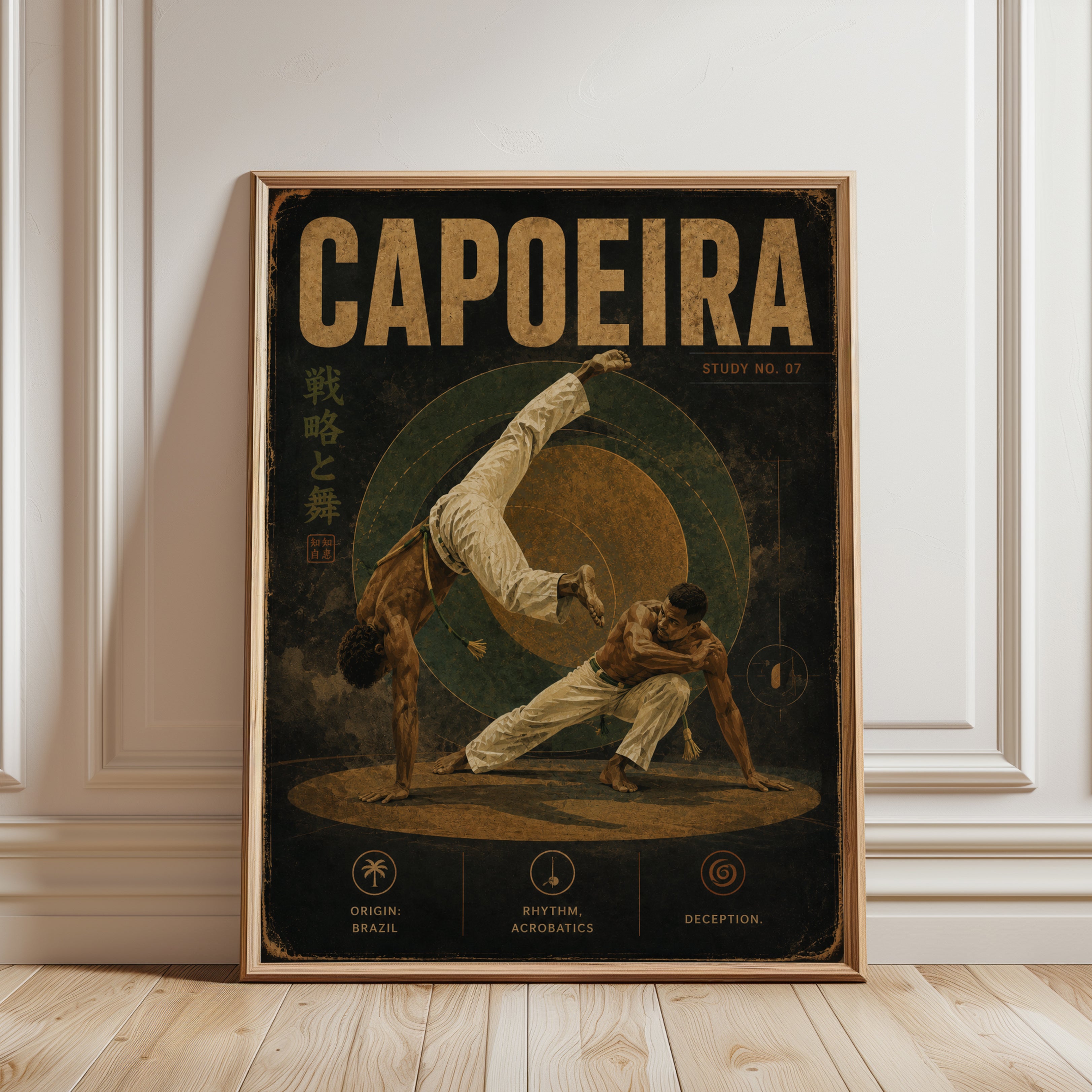 Capoeira Vintage Poster - framed detail