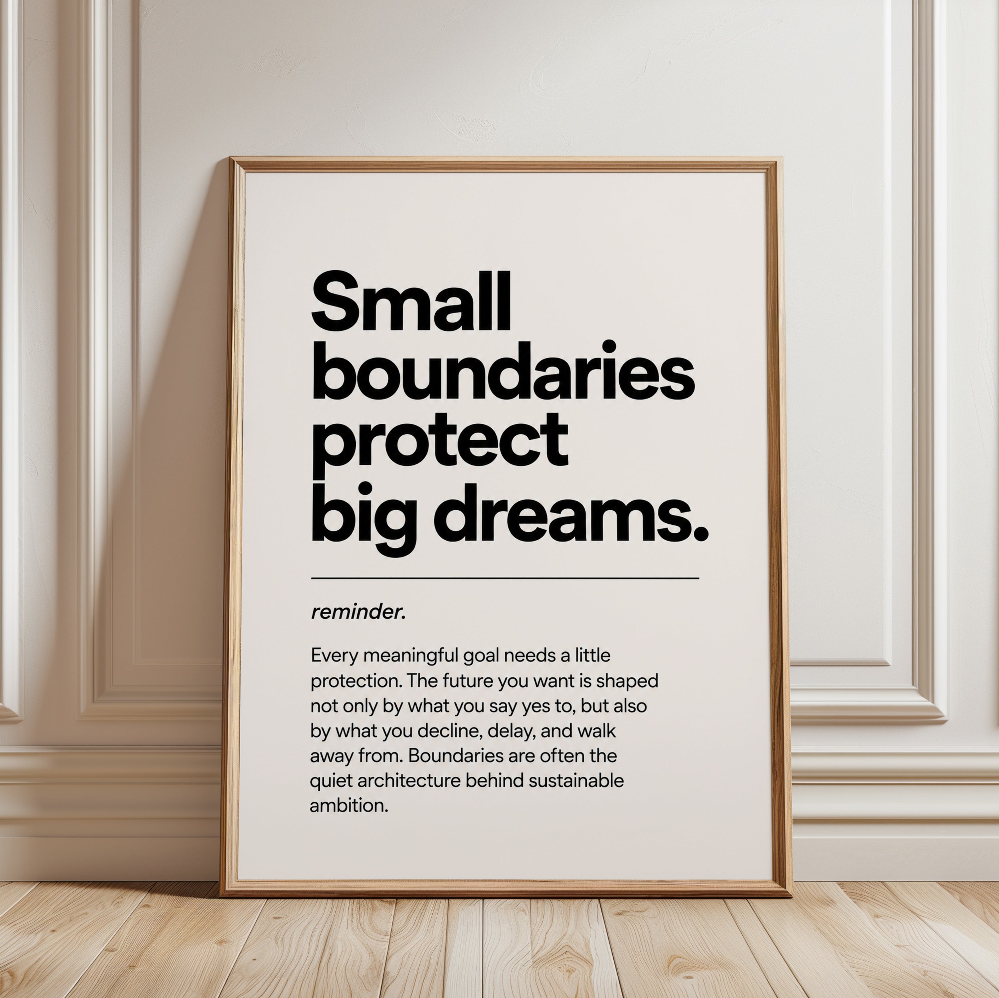Inspirational Typography Print: Modern Minimalist Design - framed detail