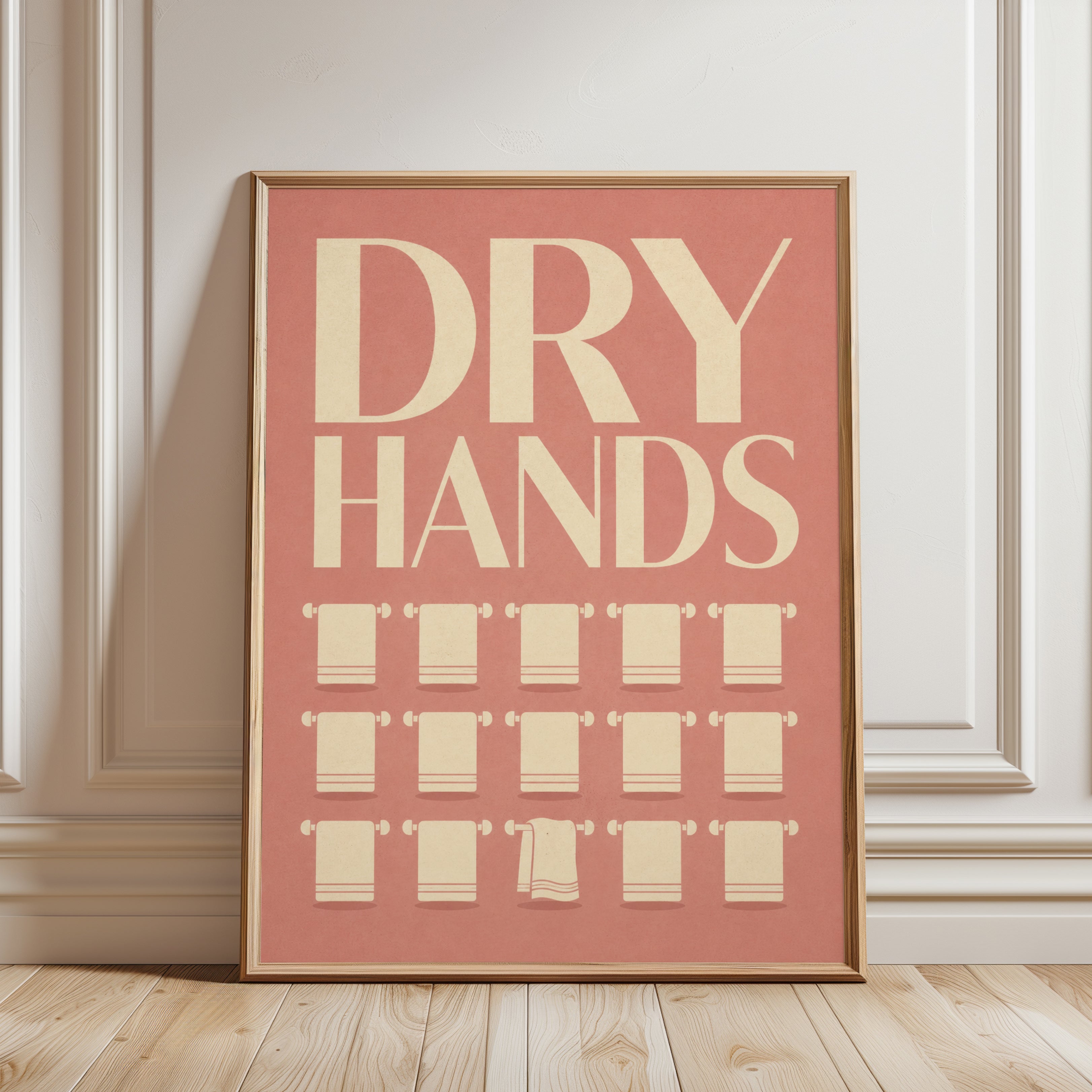 Retro Dry Hands Bathroom Print - framed detail