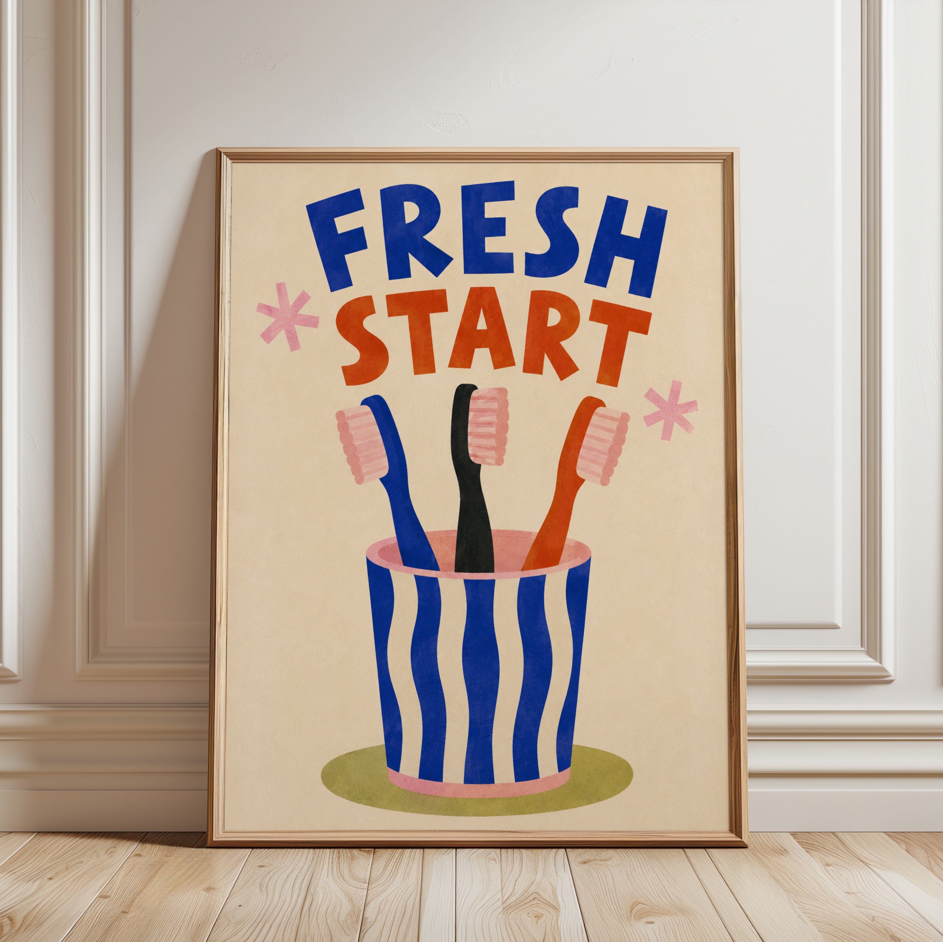 Fresh Start Bathroom Print - framed detail