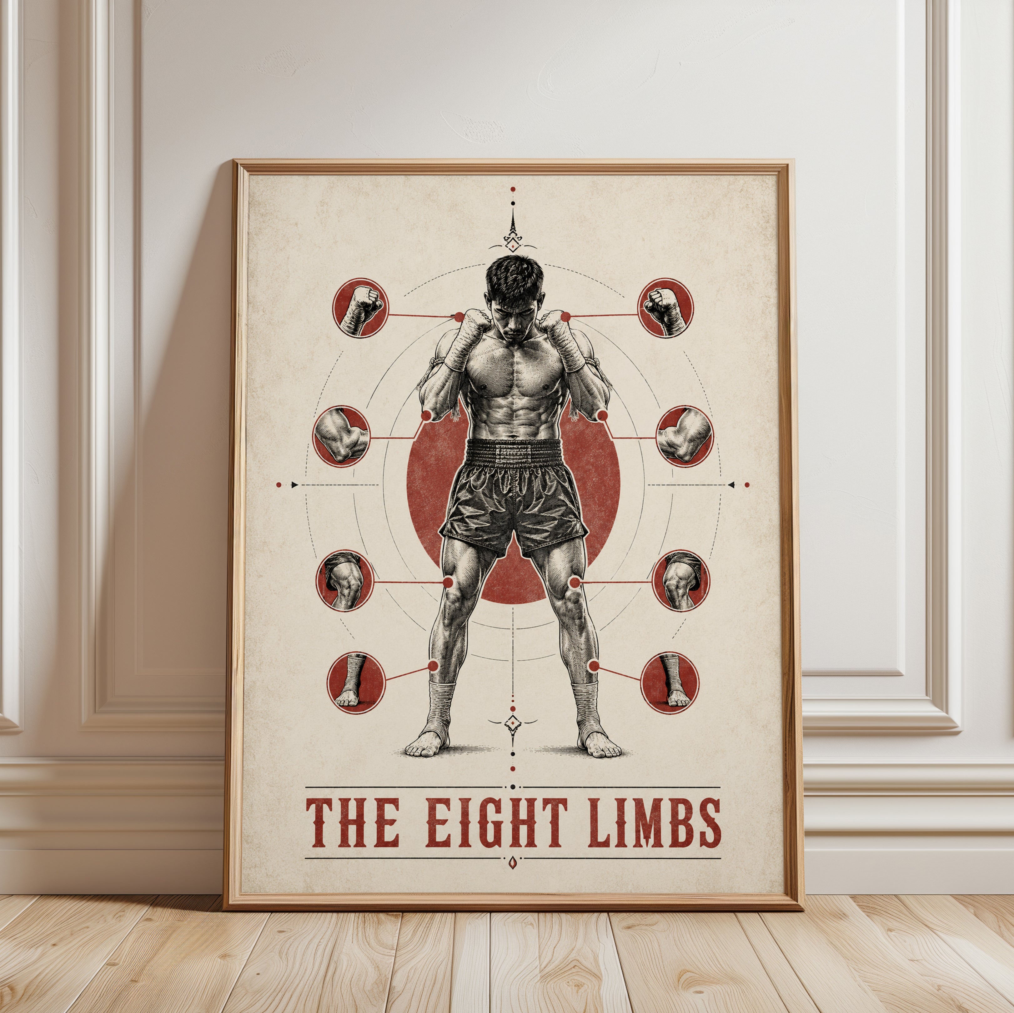 Muay Thai Wall Art – Vintage Boxing Poster - framed detail