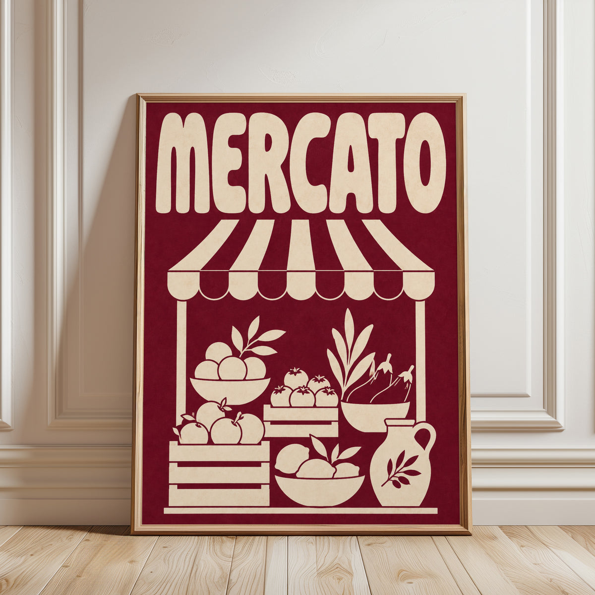 Mercato Market Stall Print - framed detail