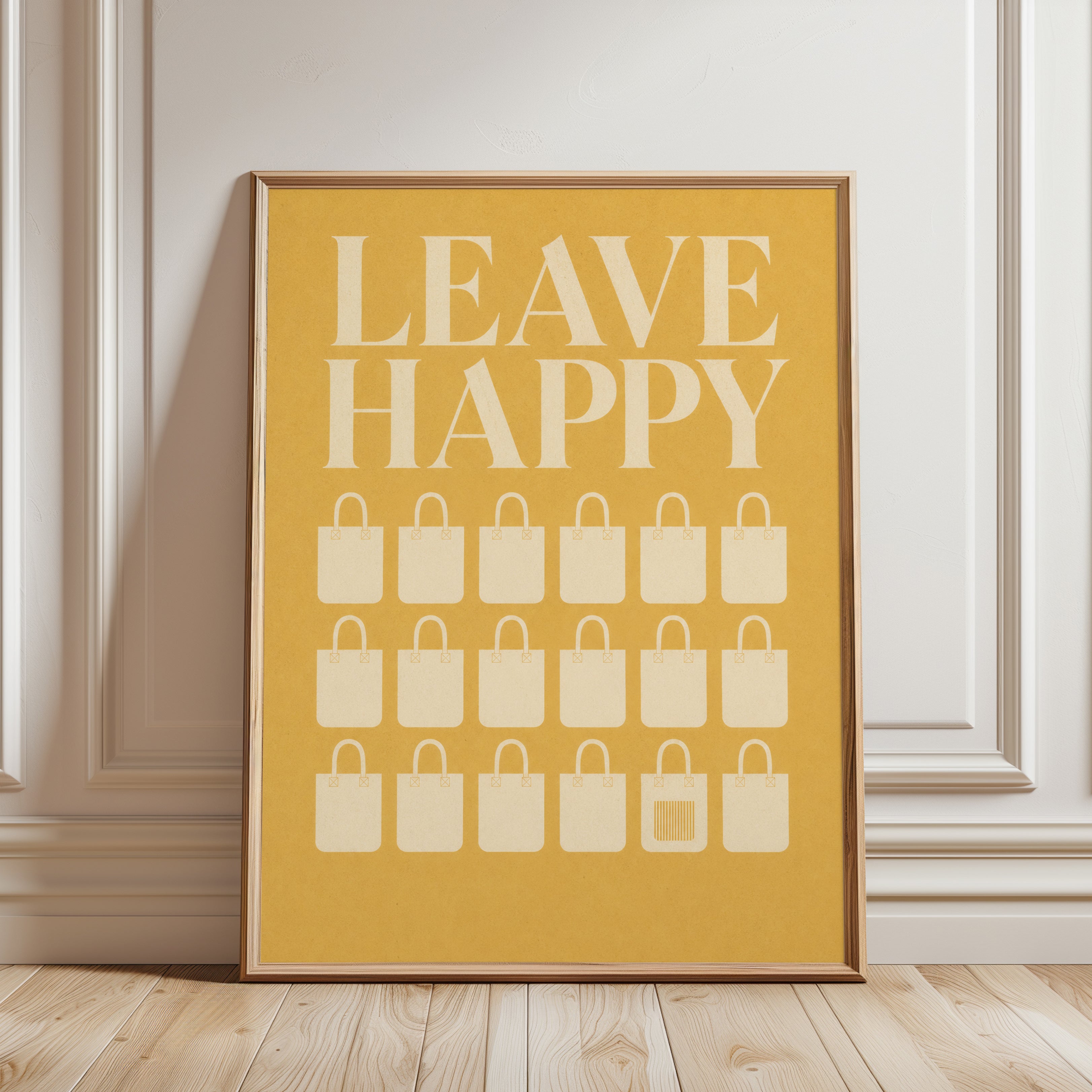 Leave Happy Motivational Print – Vintage Locks - framed detail