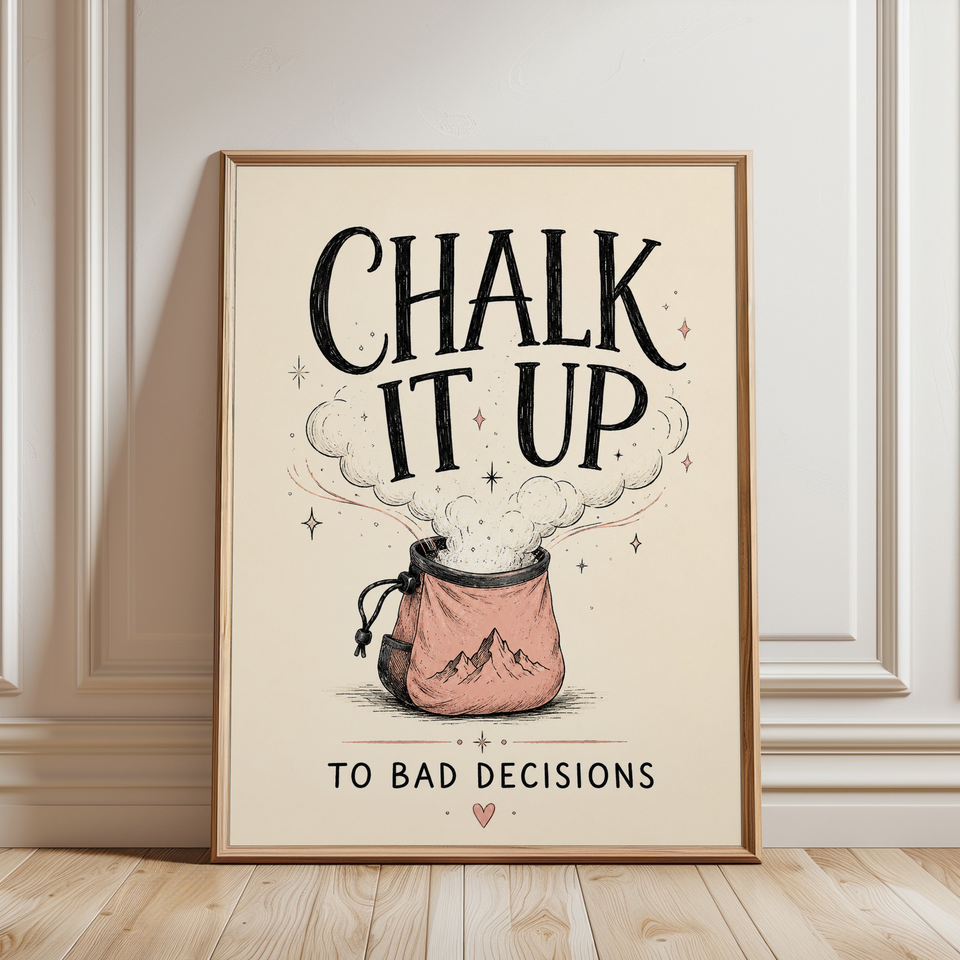 Chalk It Up Print: Vintage Climbing Typography Poster - framed detail