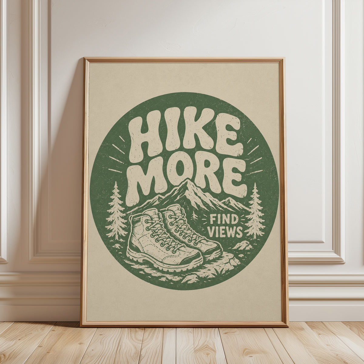 Vintage Hiking Wall Art - framed detail