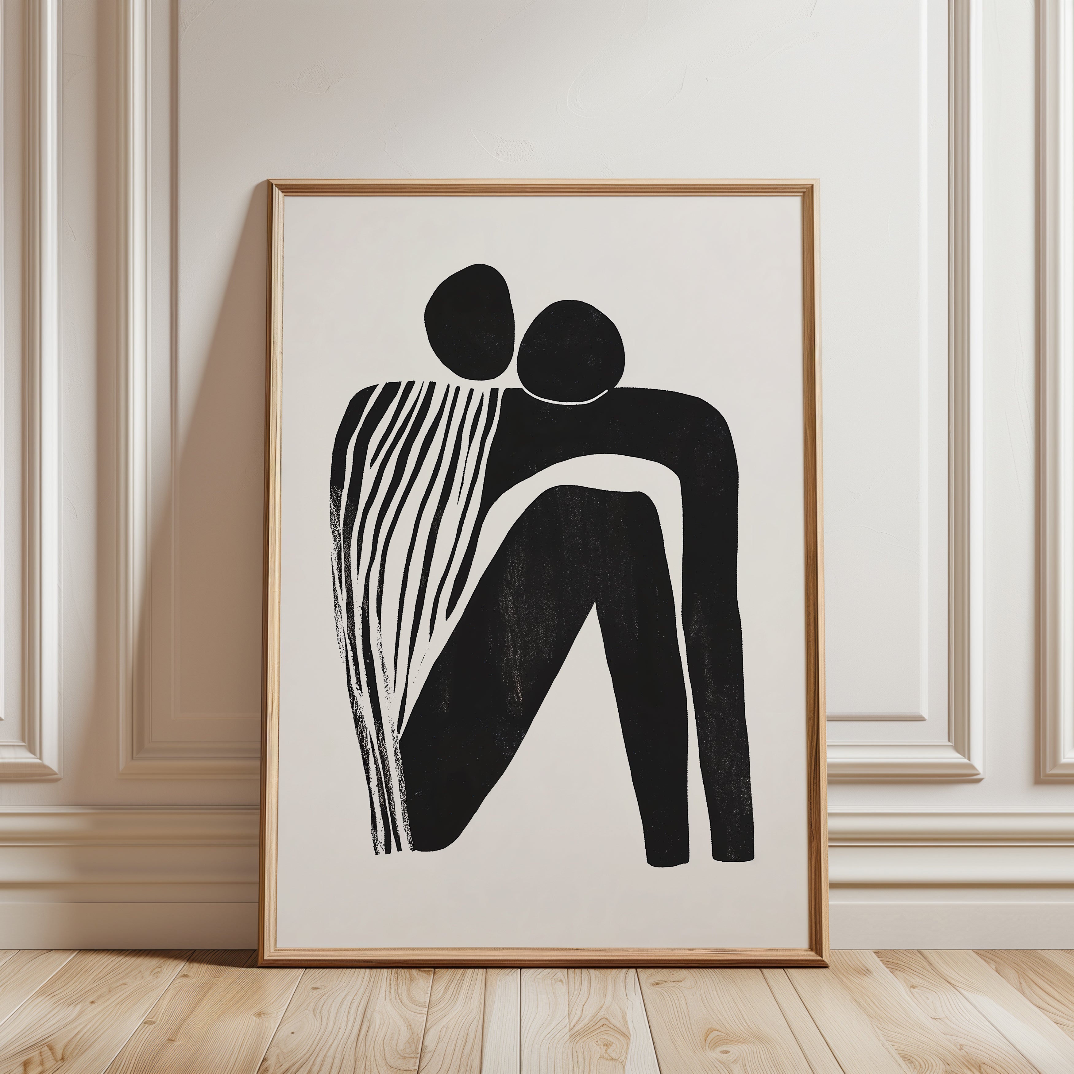 Minimalist Abstract Figures Art Print - framed detail