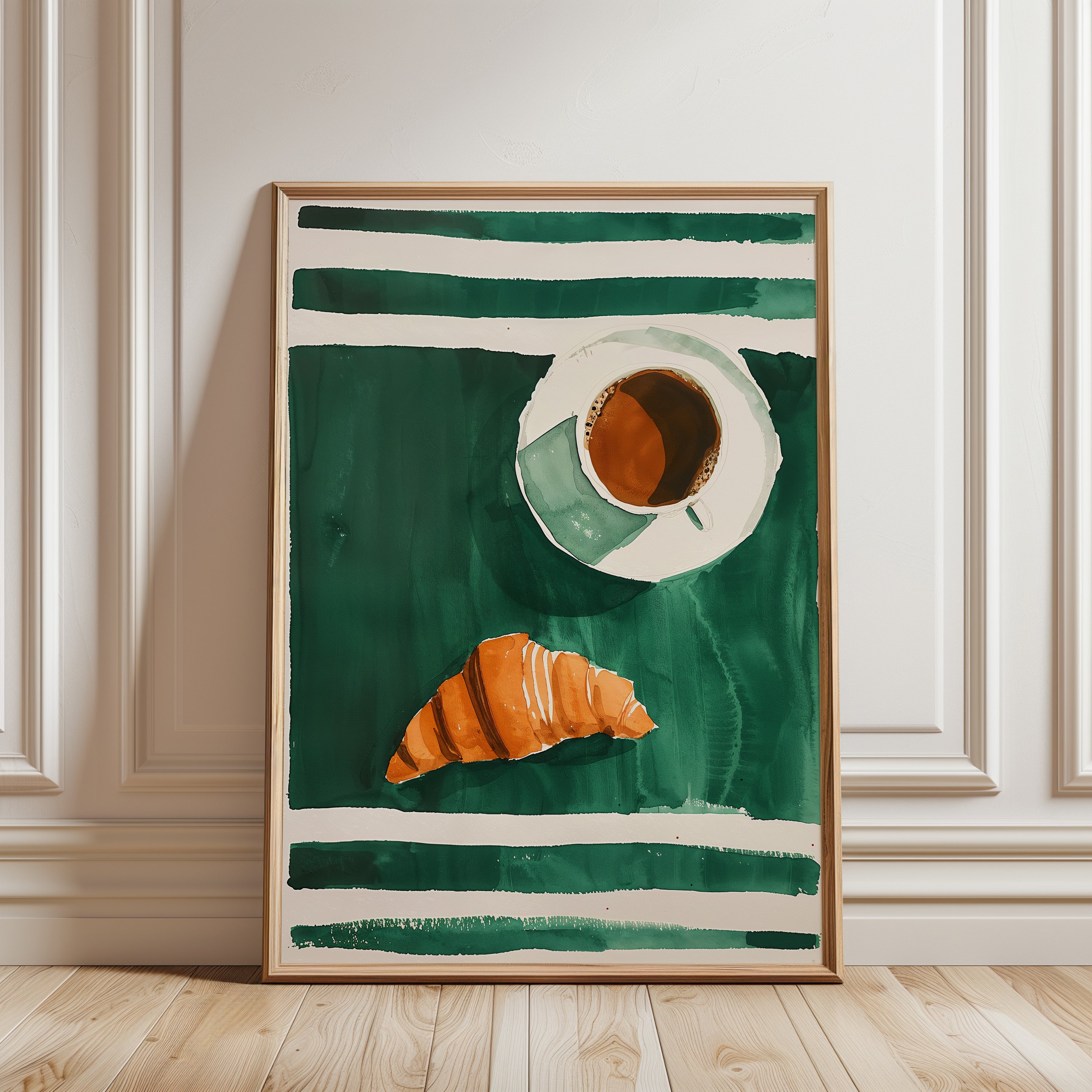 Coffee and Croissant Poster - framed detail