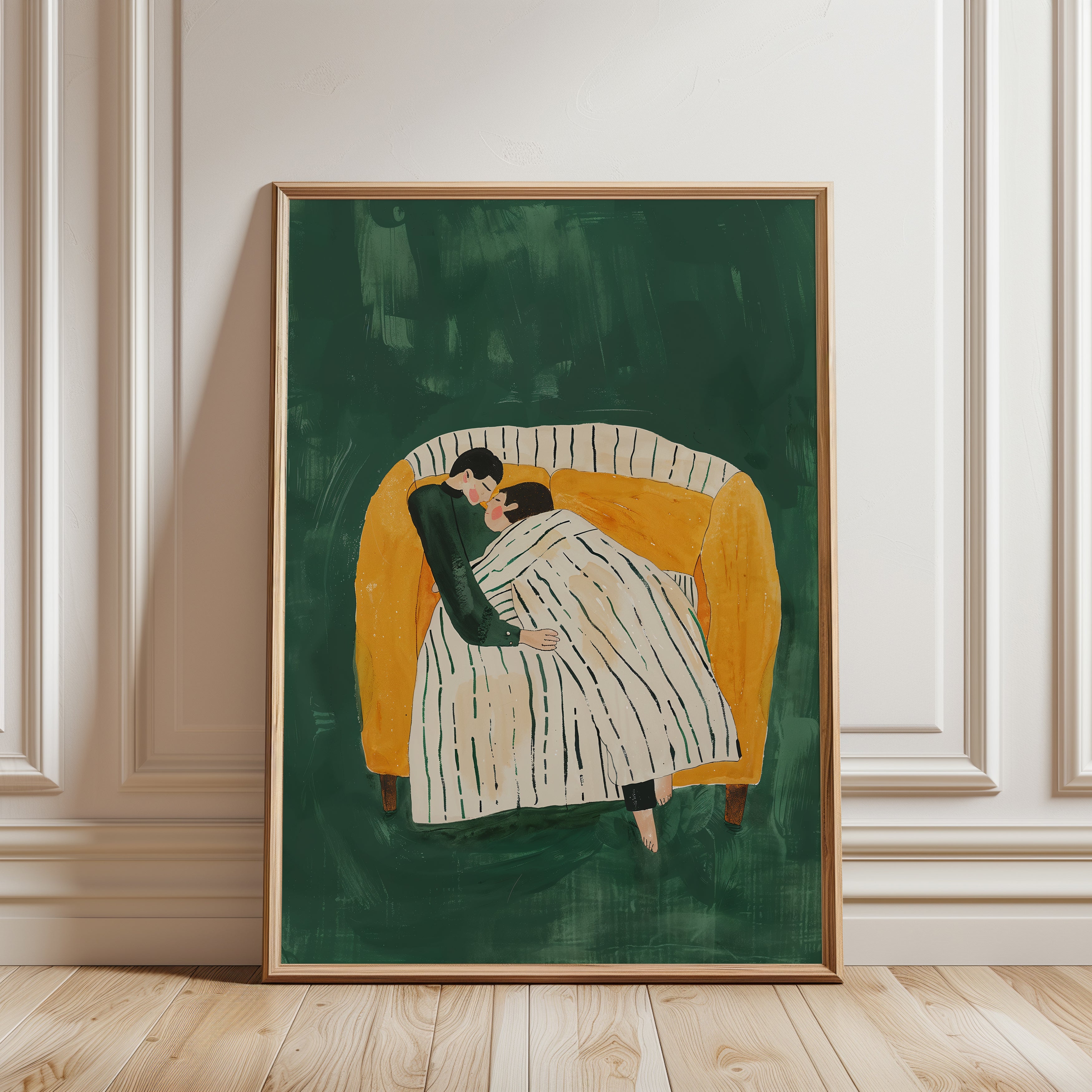 Cozy Couple Art Print - framed detail