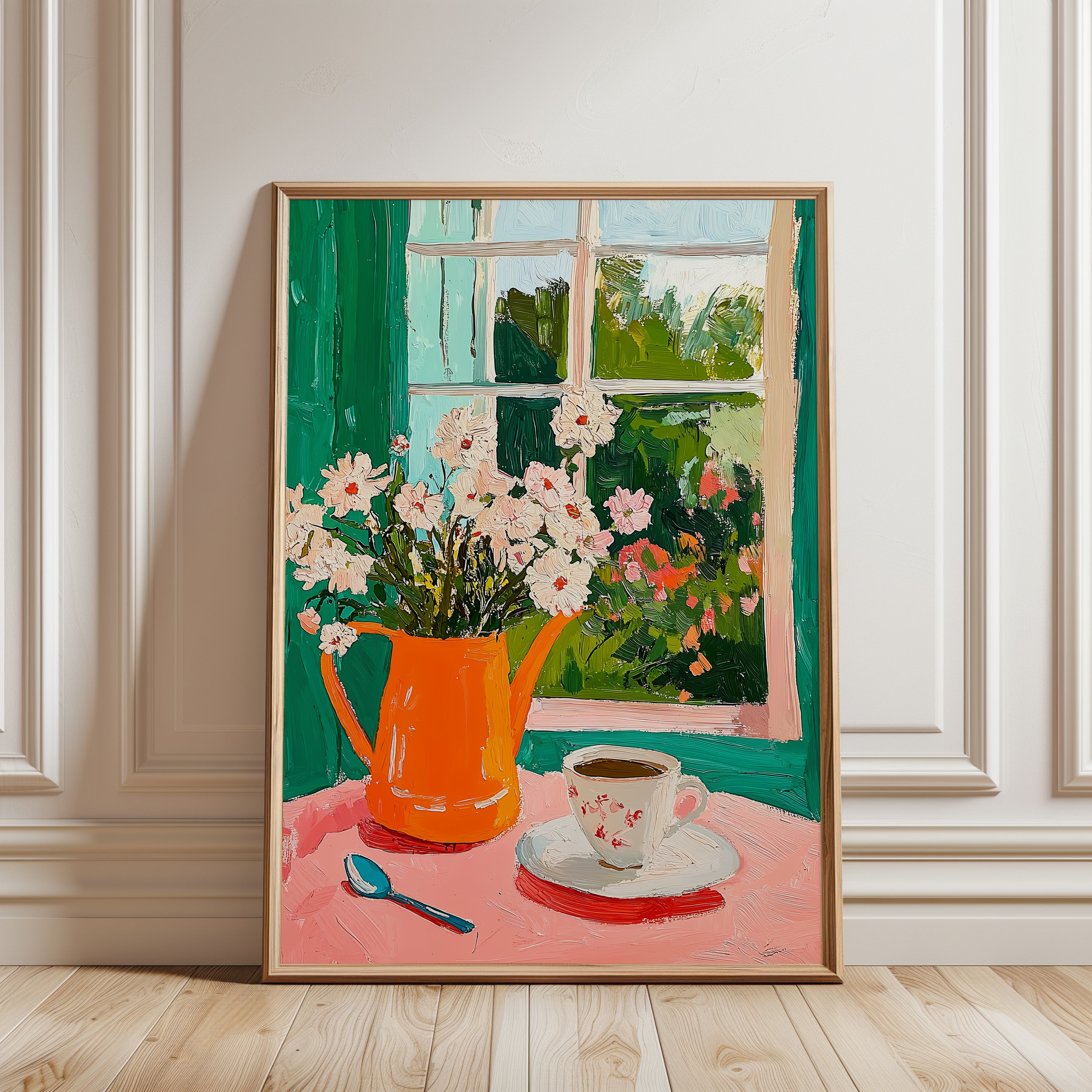 Window with Flowers Print - framed detail