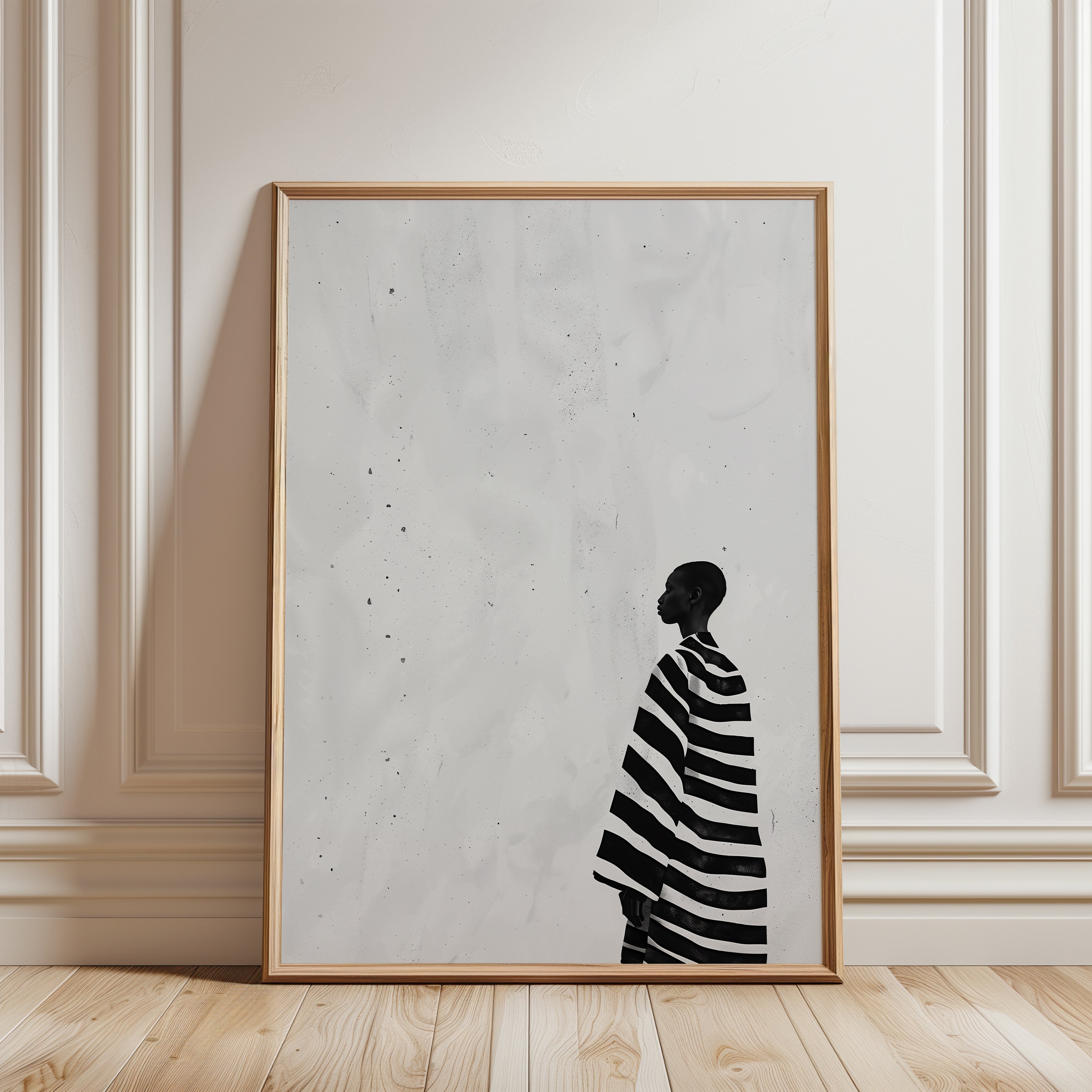 Fashion Wall Art Print: Black and White Silhouette - framed detail
