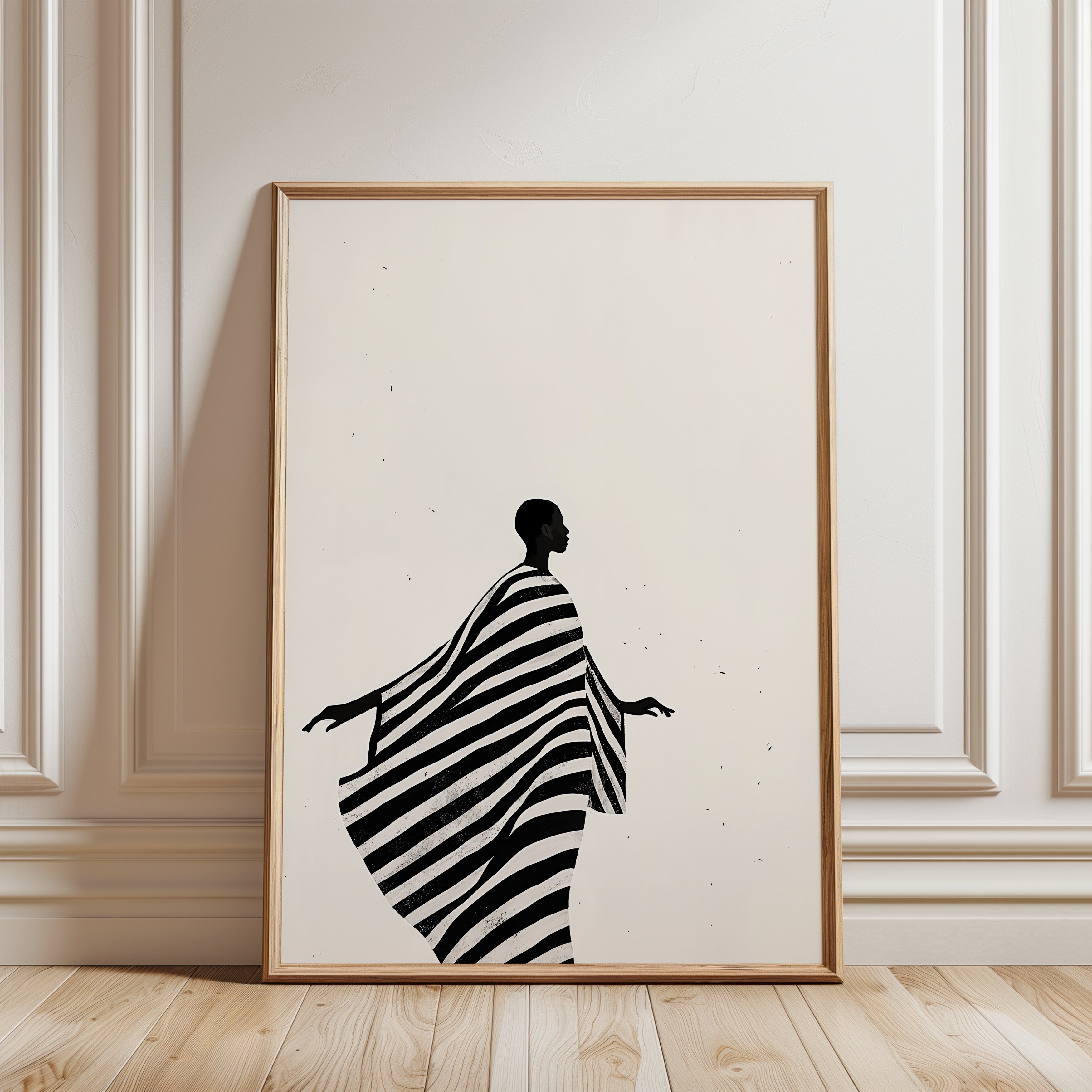 Fashion Wall Art Print: Bold Striped Silhouette - framed detail