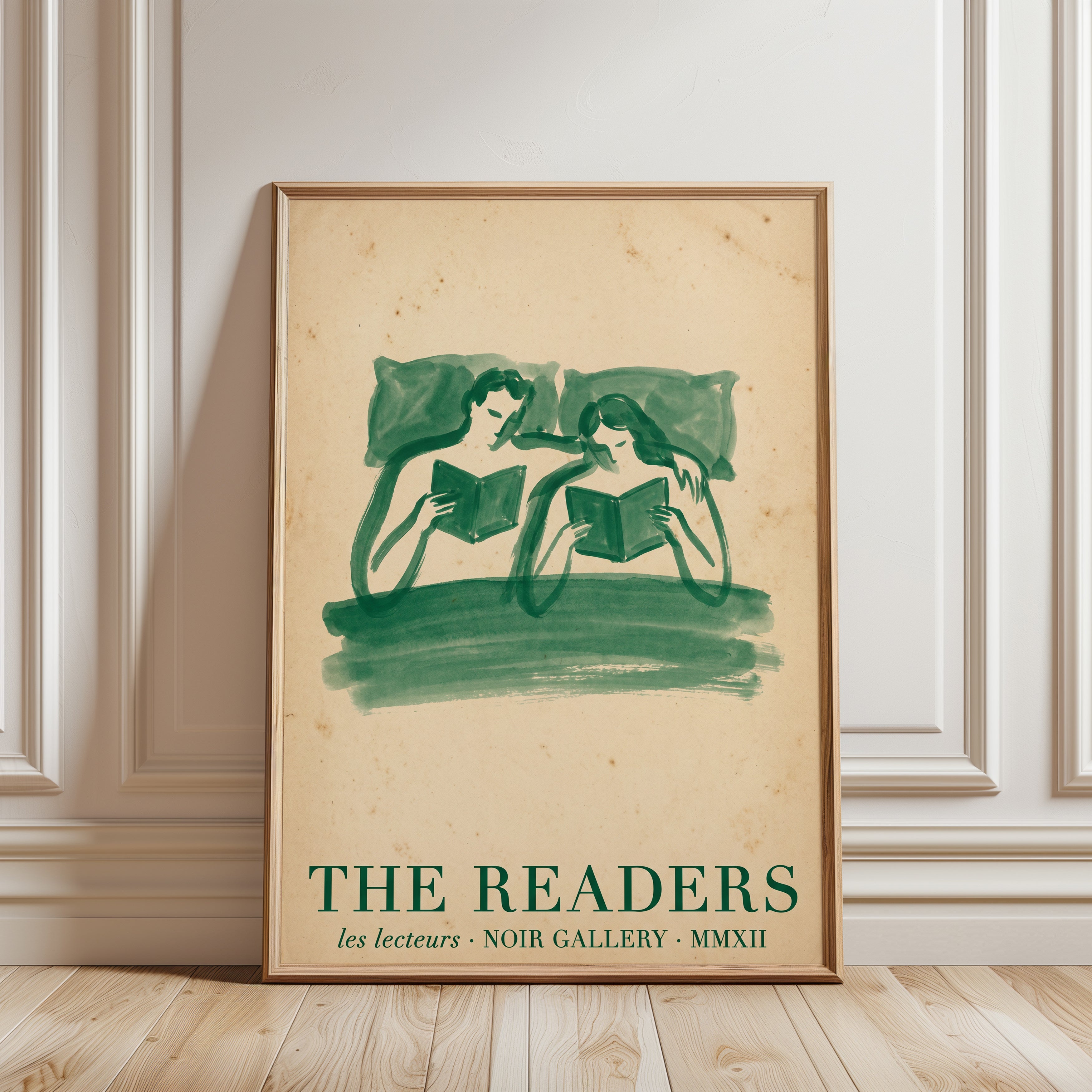 Couple Reading Print - framed detail