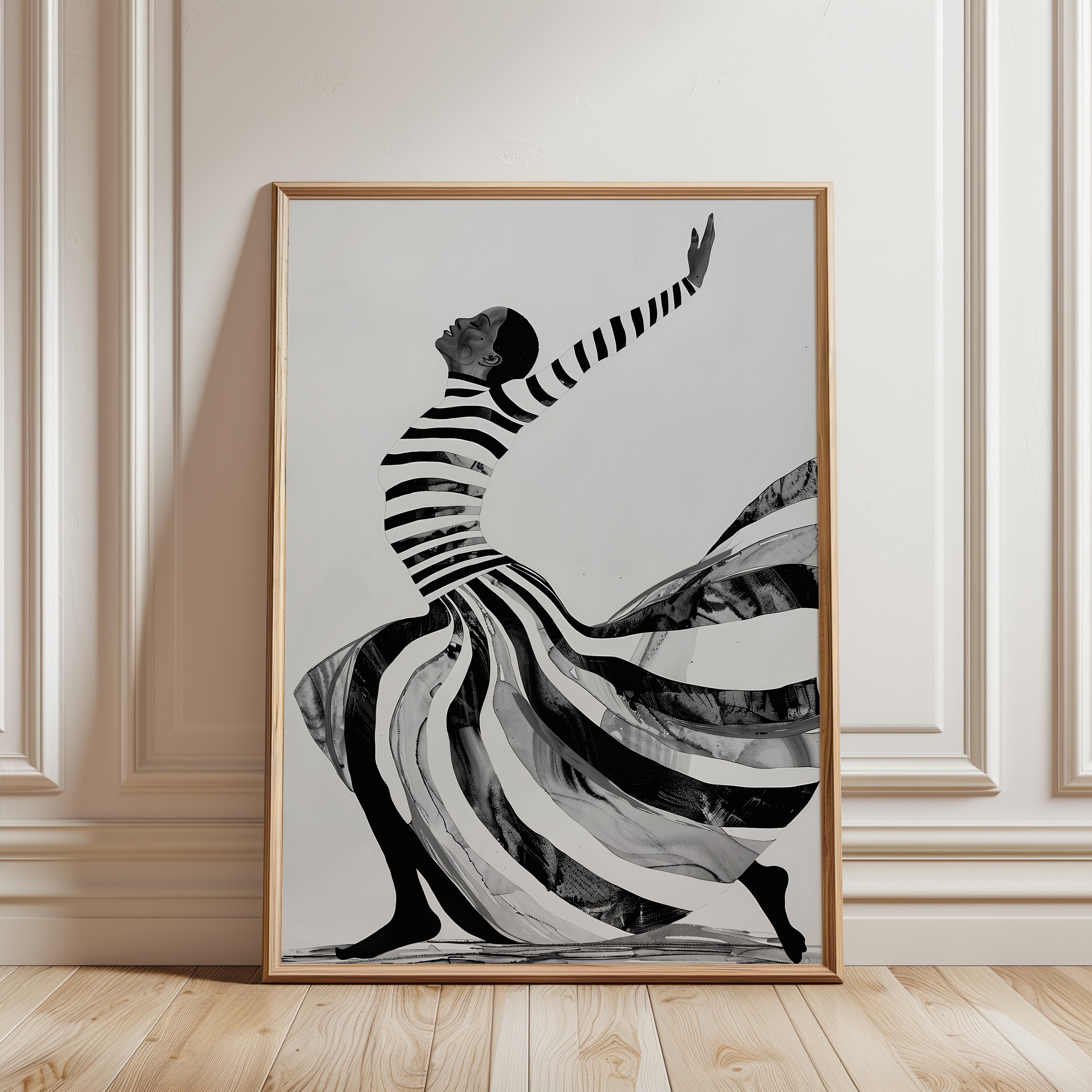 Striped Dancing Woman Poster - framed detail