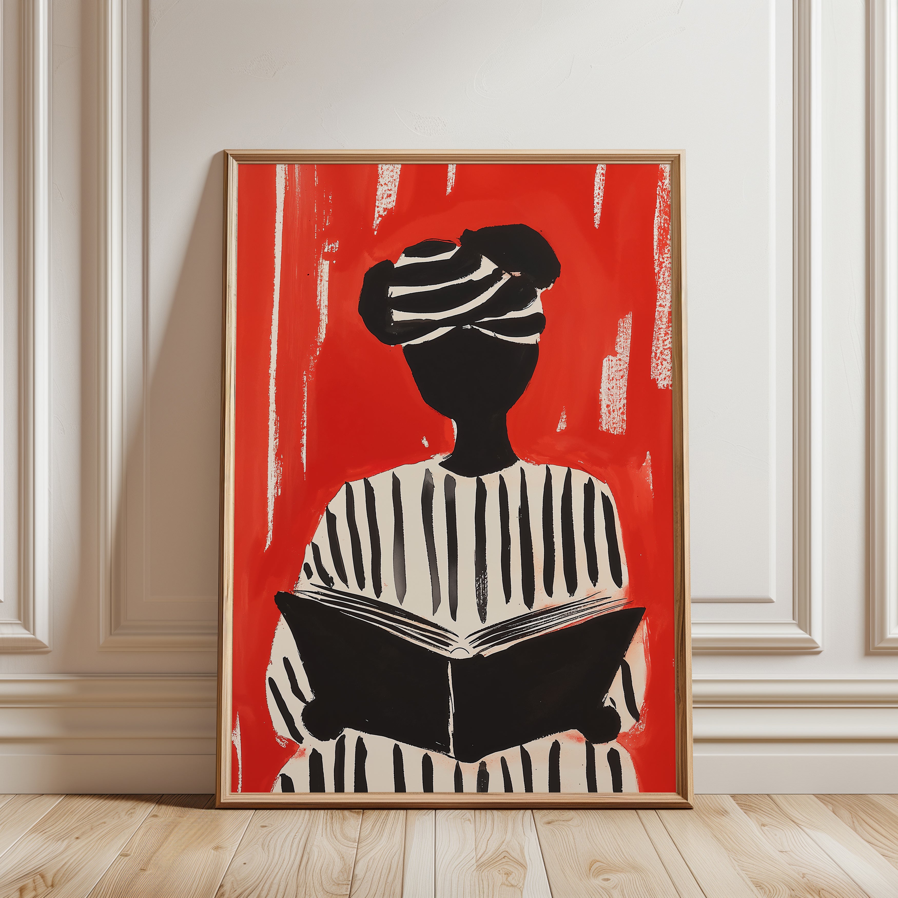 Reading Wall Art: Bold Graphic Print – Black - framed detail