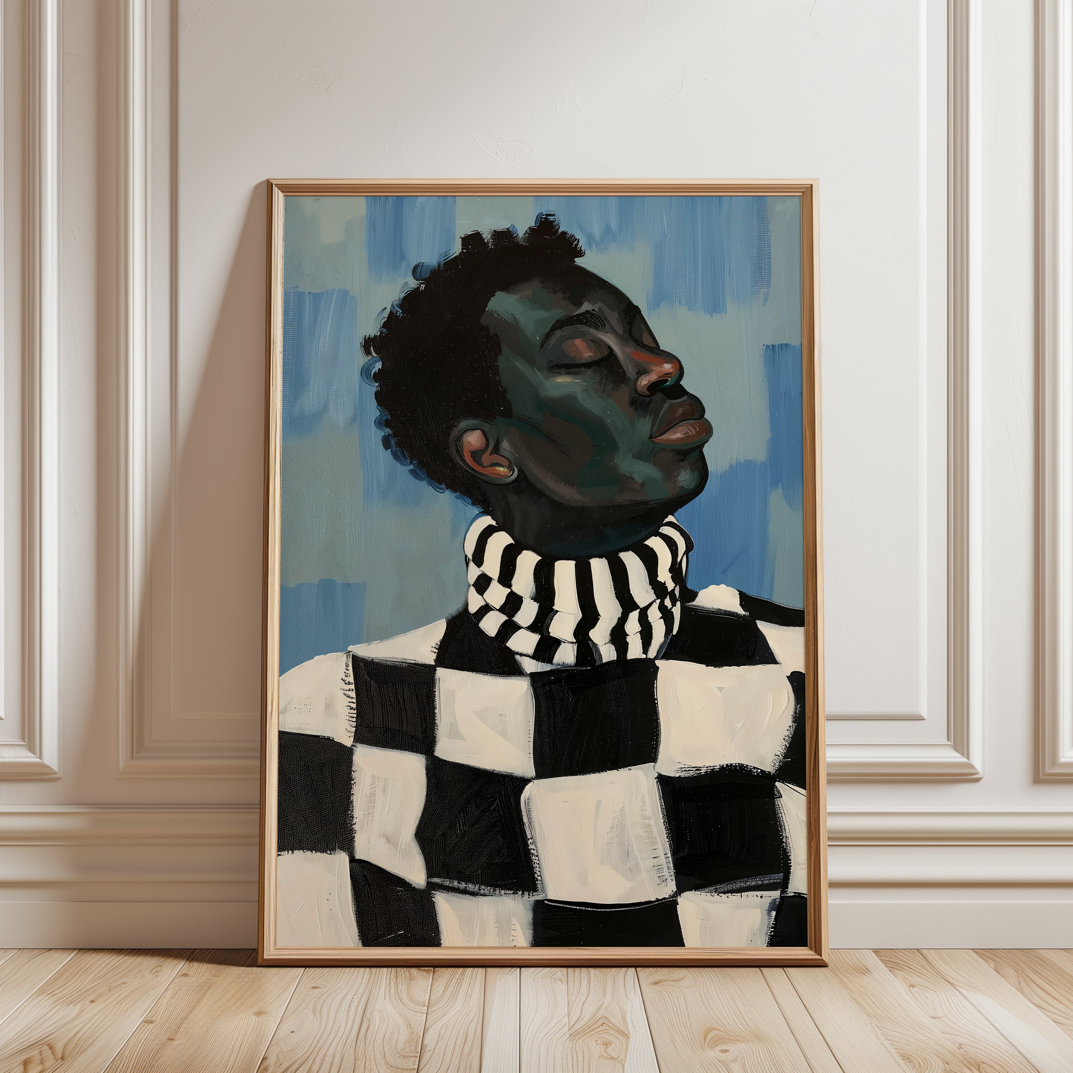 Black Boy Portrait Poster - framed detail