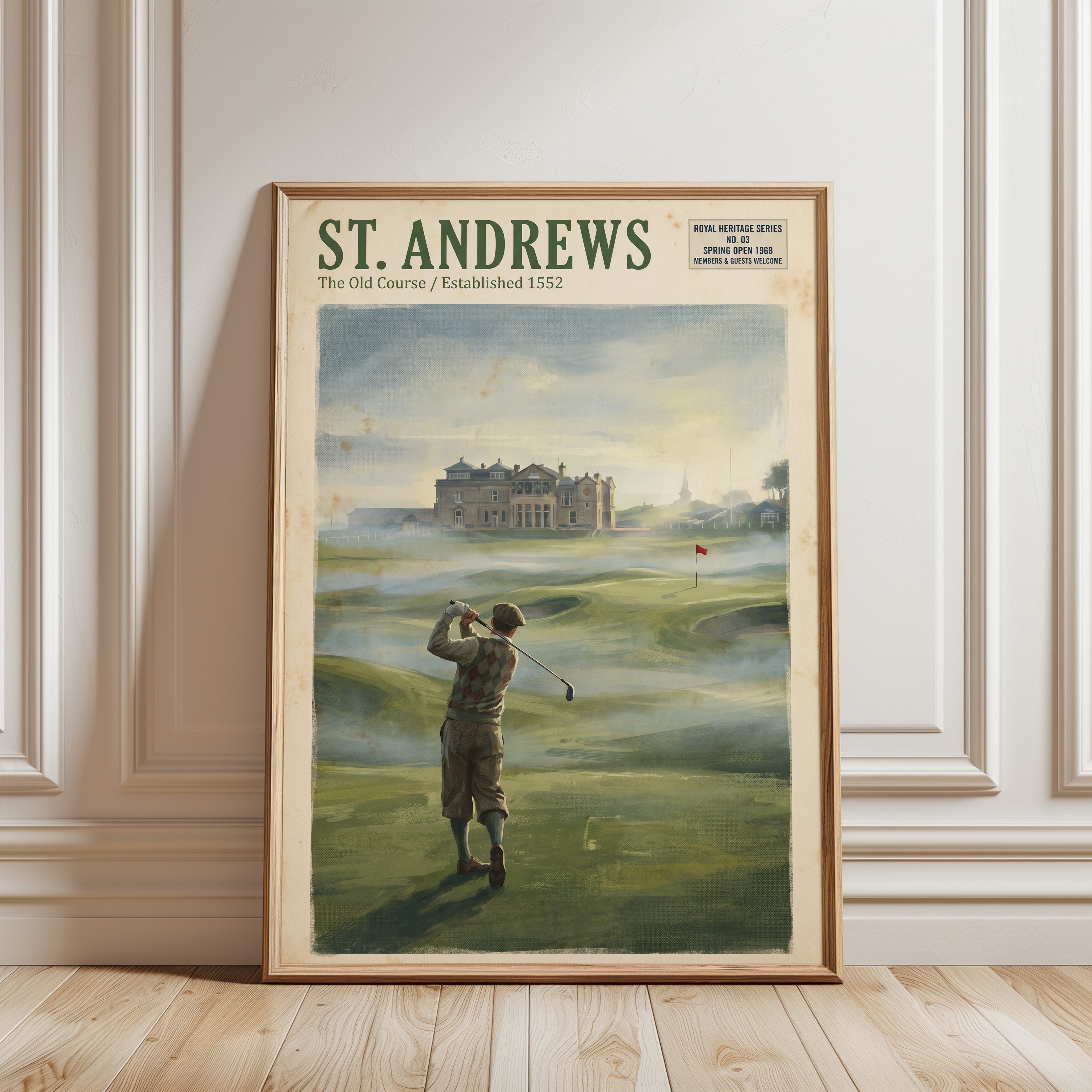 St Andrews Old Course Golf Print - framed detail