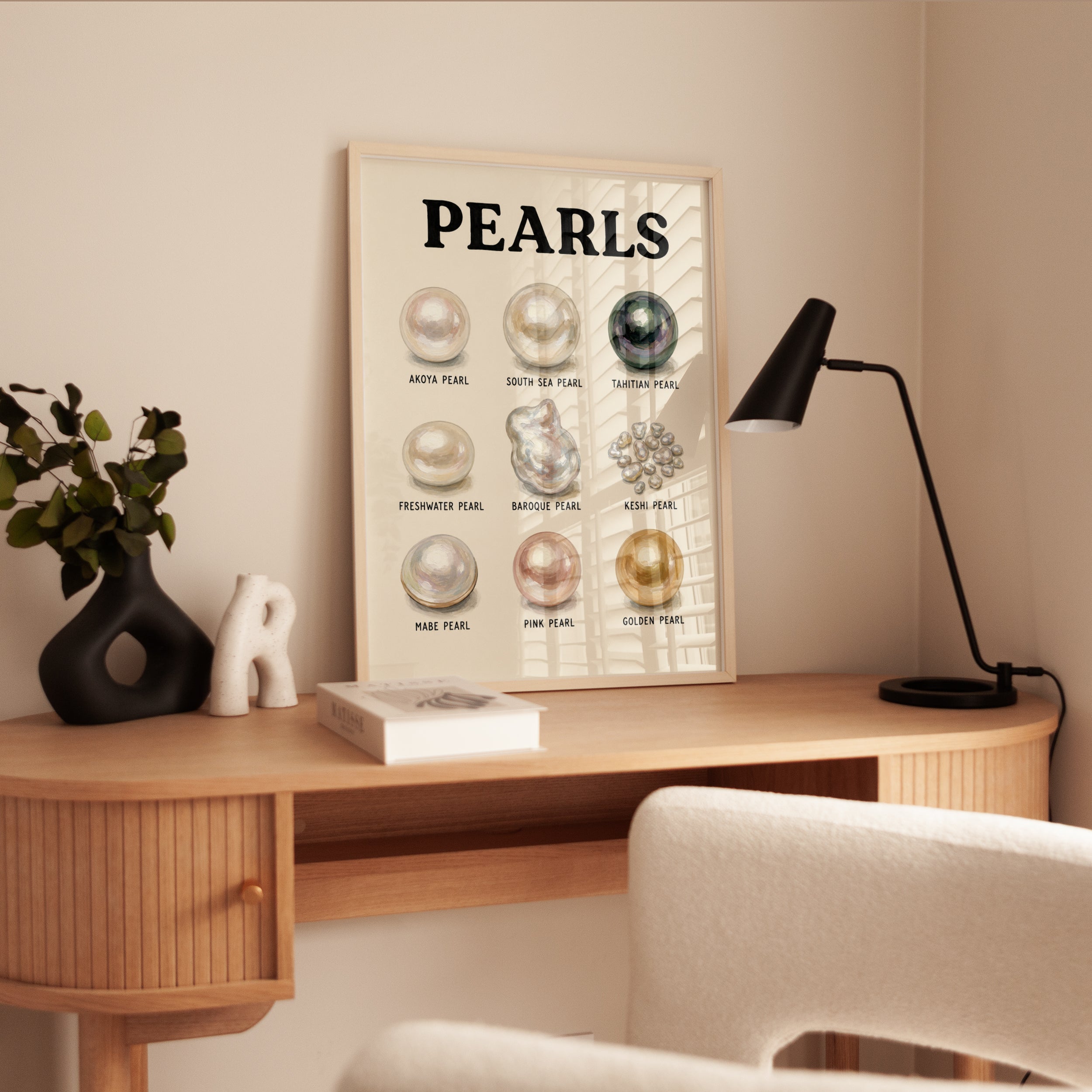 Pearls Educational Chart Print — Vintage Science Illustration - interior