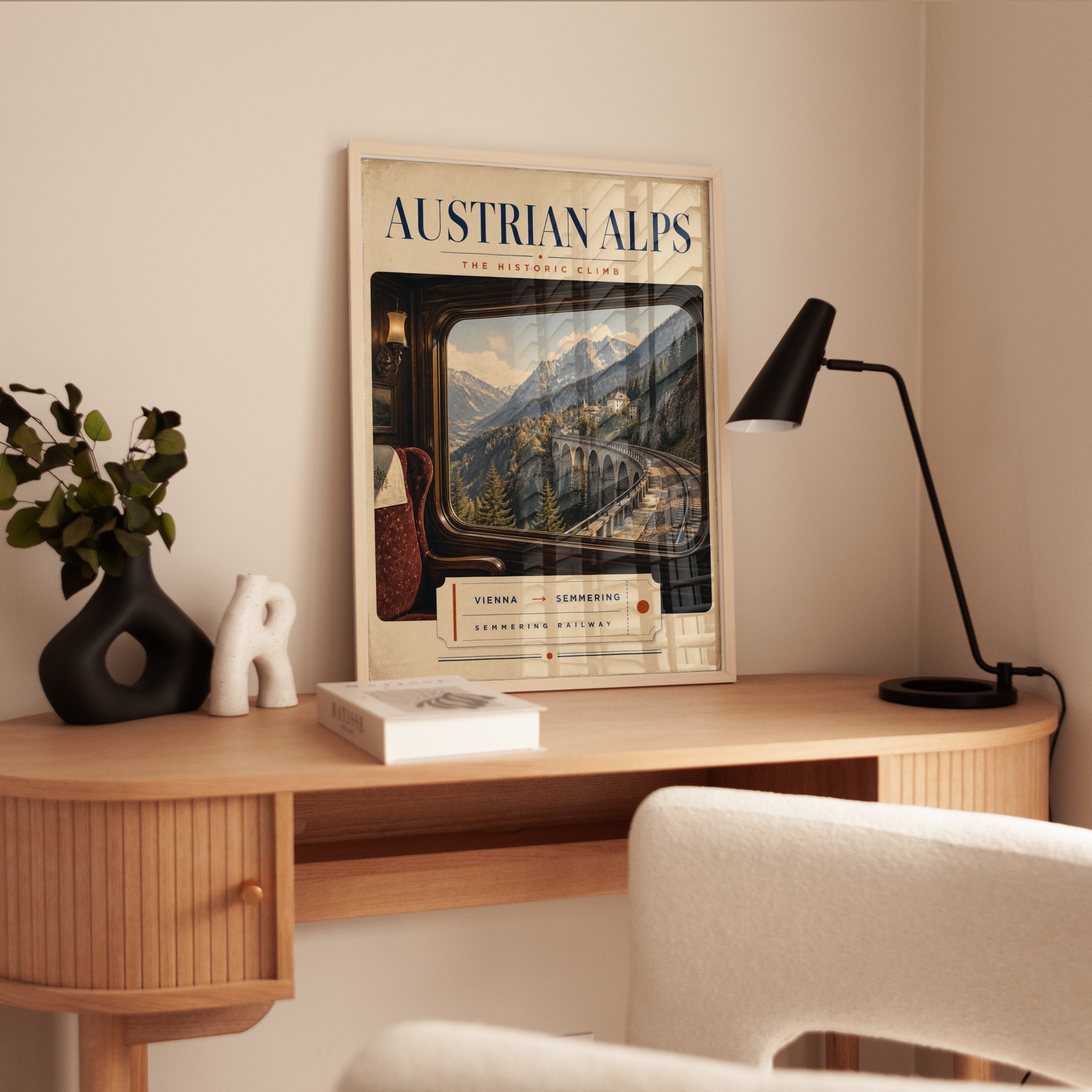 Austrian Alps Railway Poster: Vintage Travel Art Print - interior