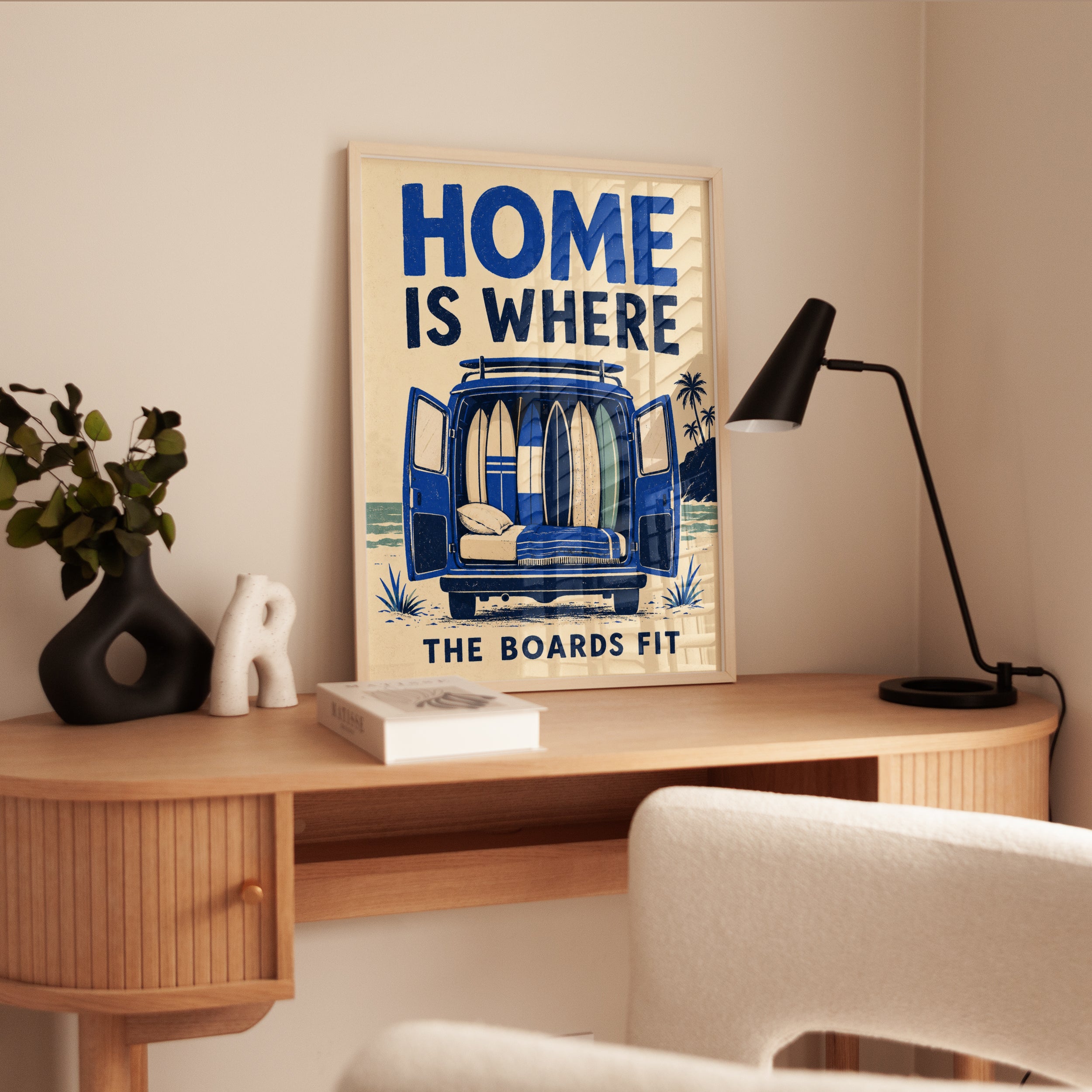 Surf Van Wall Art – Beach Typography Print - interior