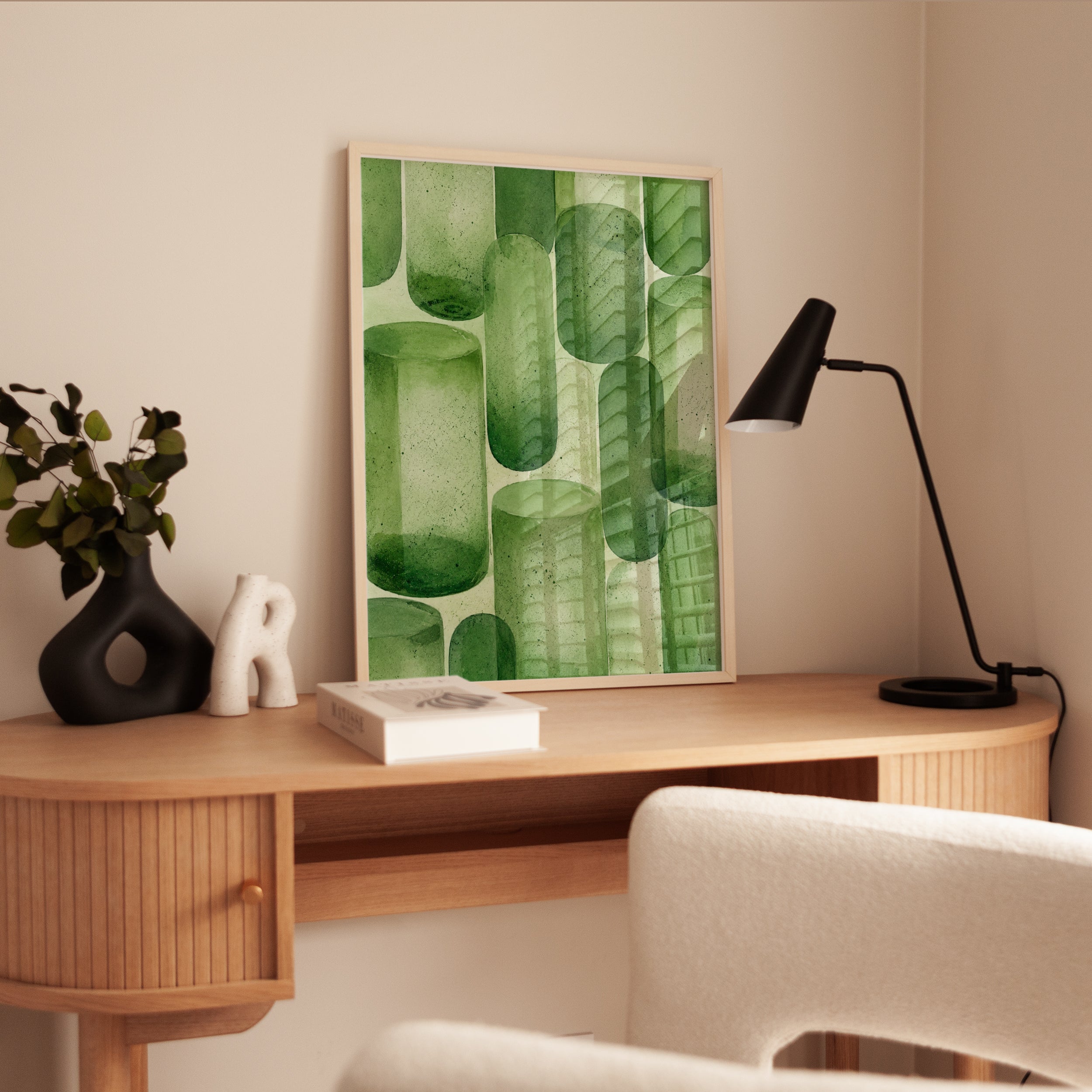 Abstract Geometric Shapes Print – Green Wall Art - interior