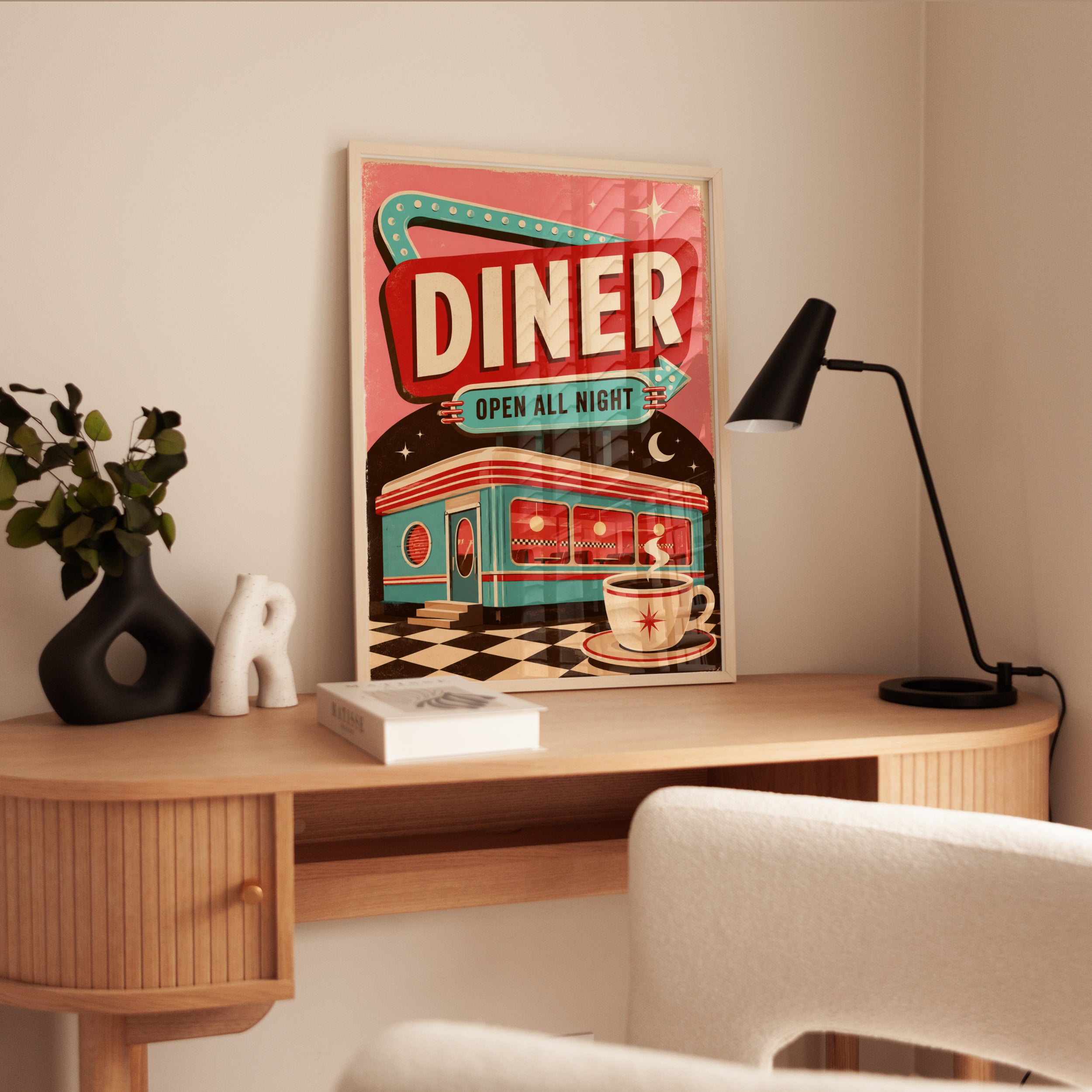 Retro Diner Wall Art – Vintage Kitchen Decor - interior