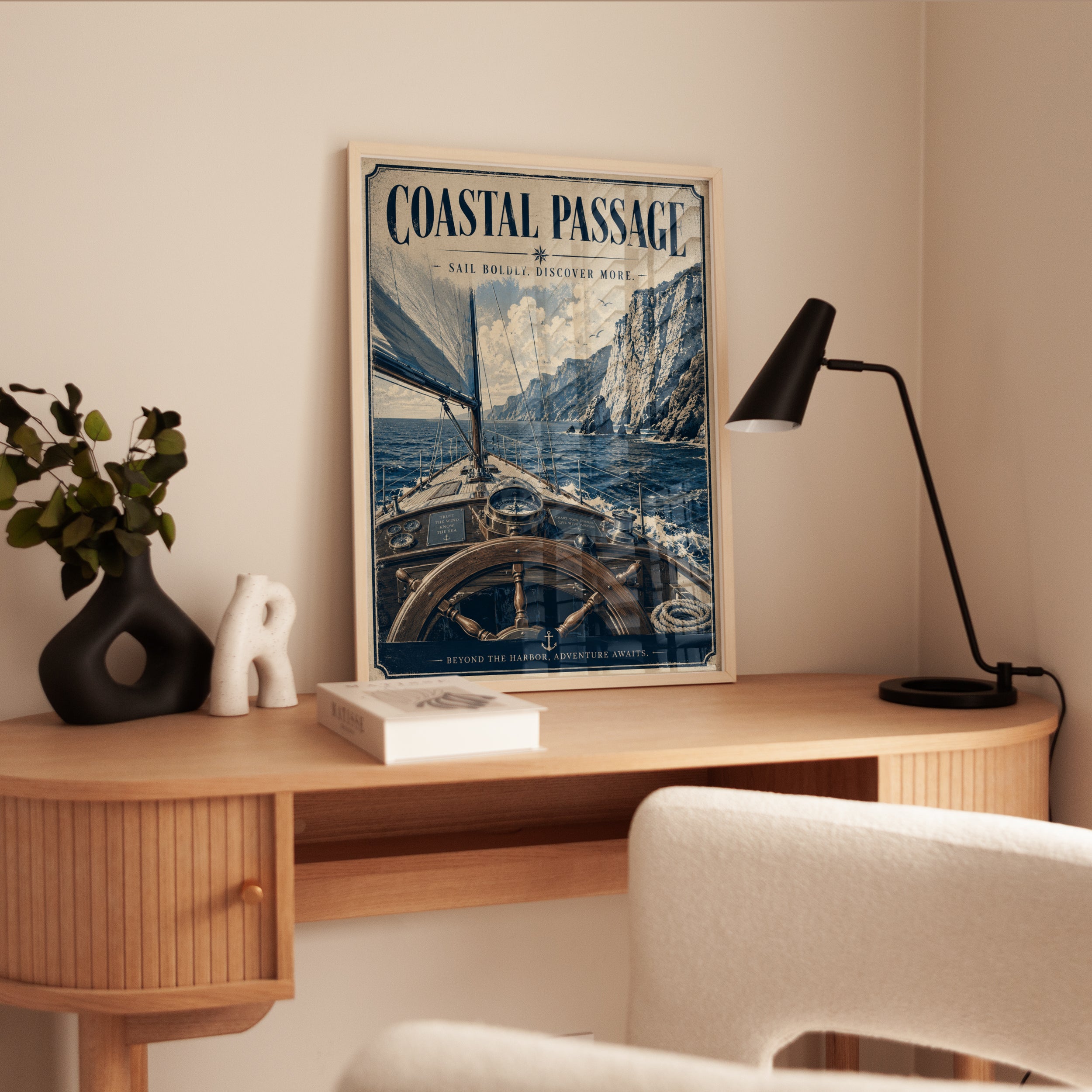 Coastal Sailing Adventure Poster: Vintage Nautical Travel Art - interior