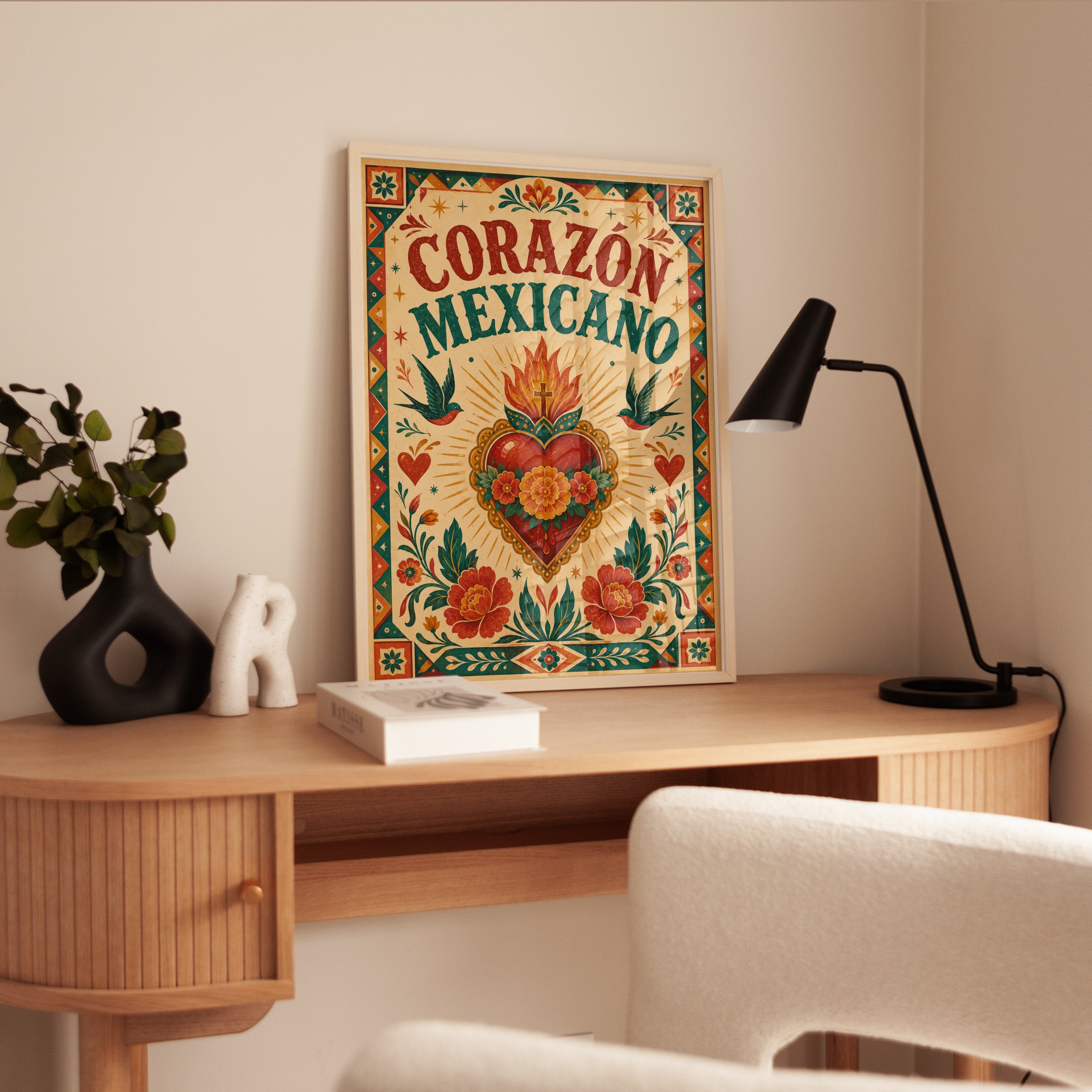 Corazón Mexicano Folk Art Print – Sacred Heart - interior