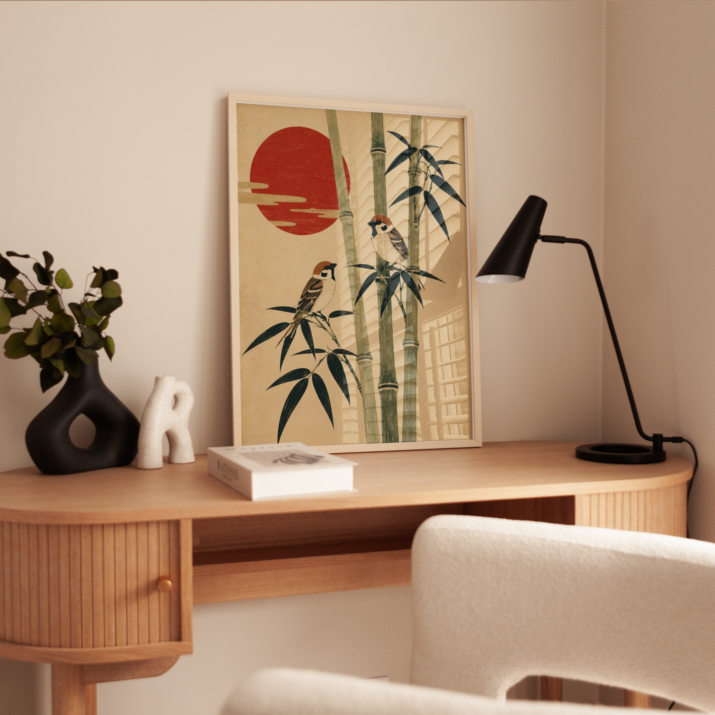 Japanese Sparrows Art Print - interior