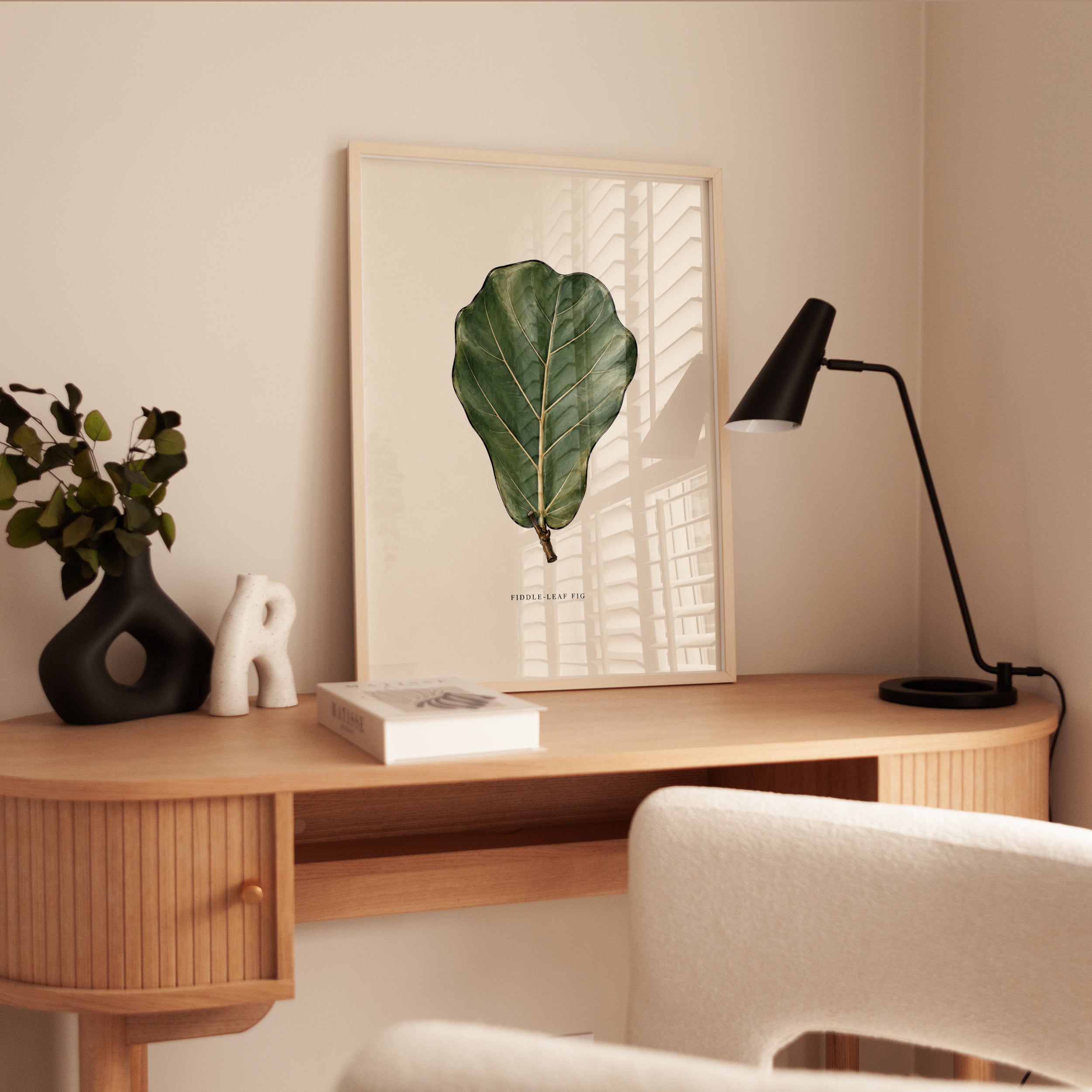 Fiddle Leaf Fig Print – Botanical Leaf Wall Art - interior