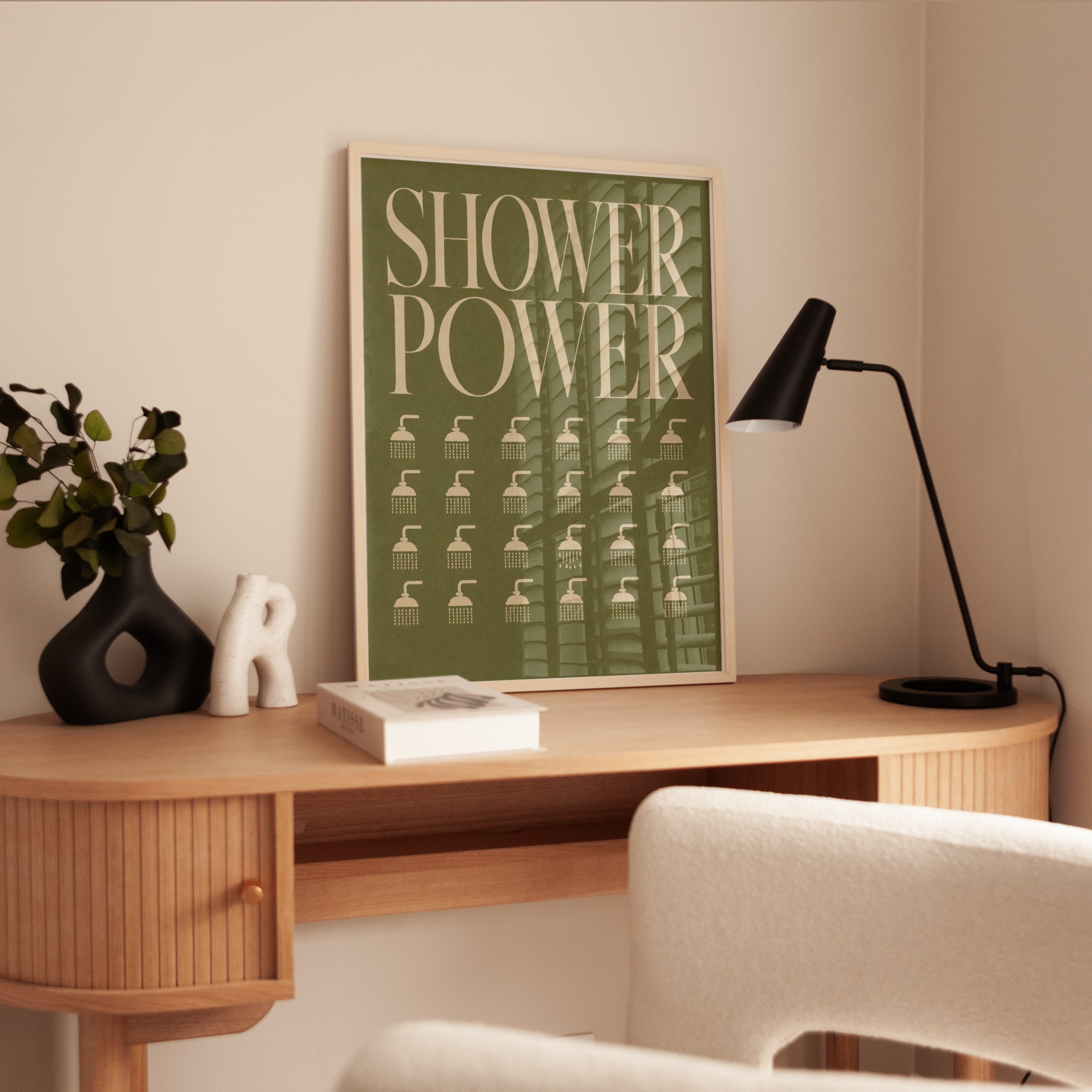 Shower Power Bathroom Print: Retro Typography - interior