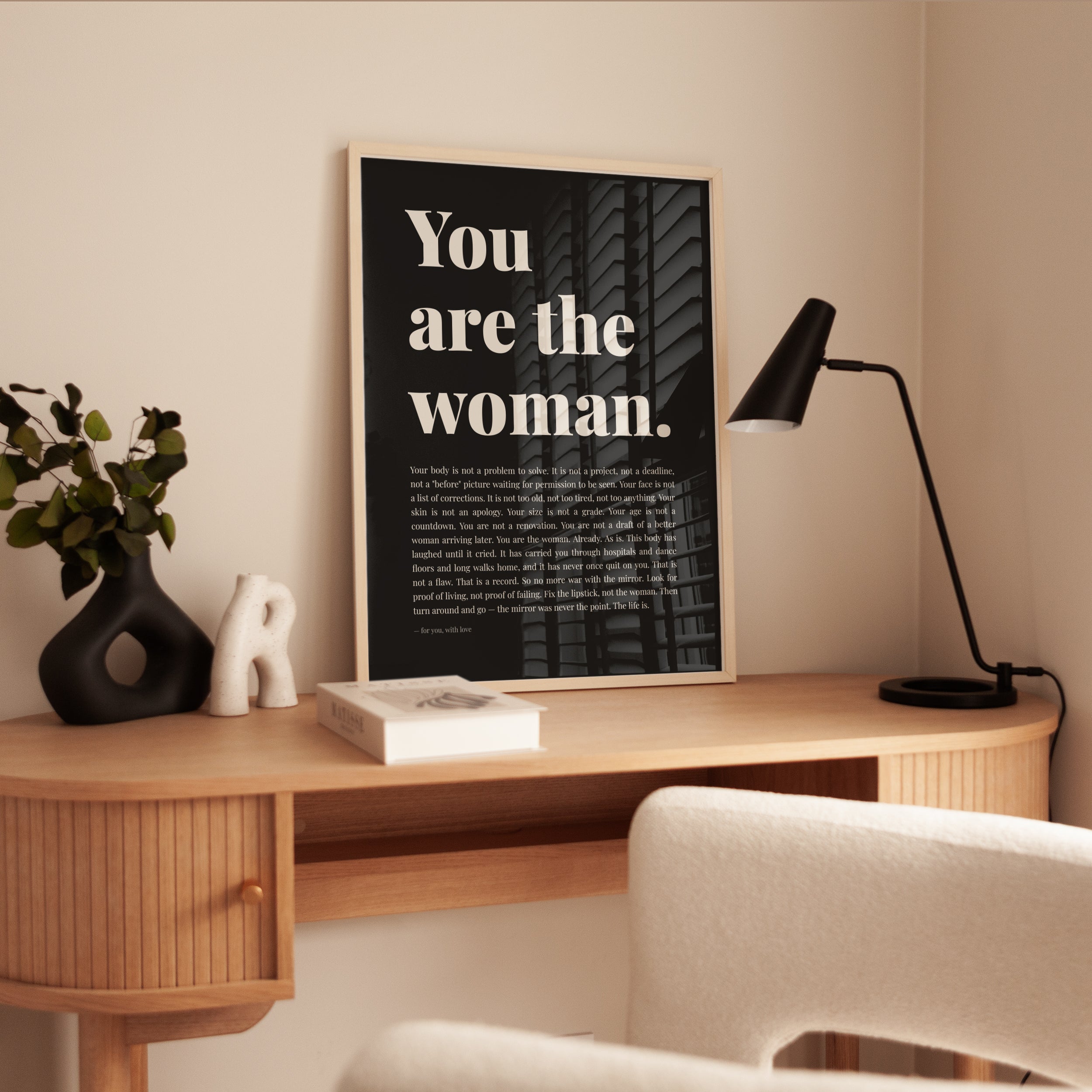 You Are The Woman Typography Print: Empowerment Wall Art - interior